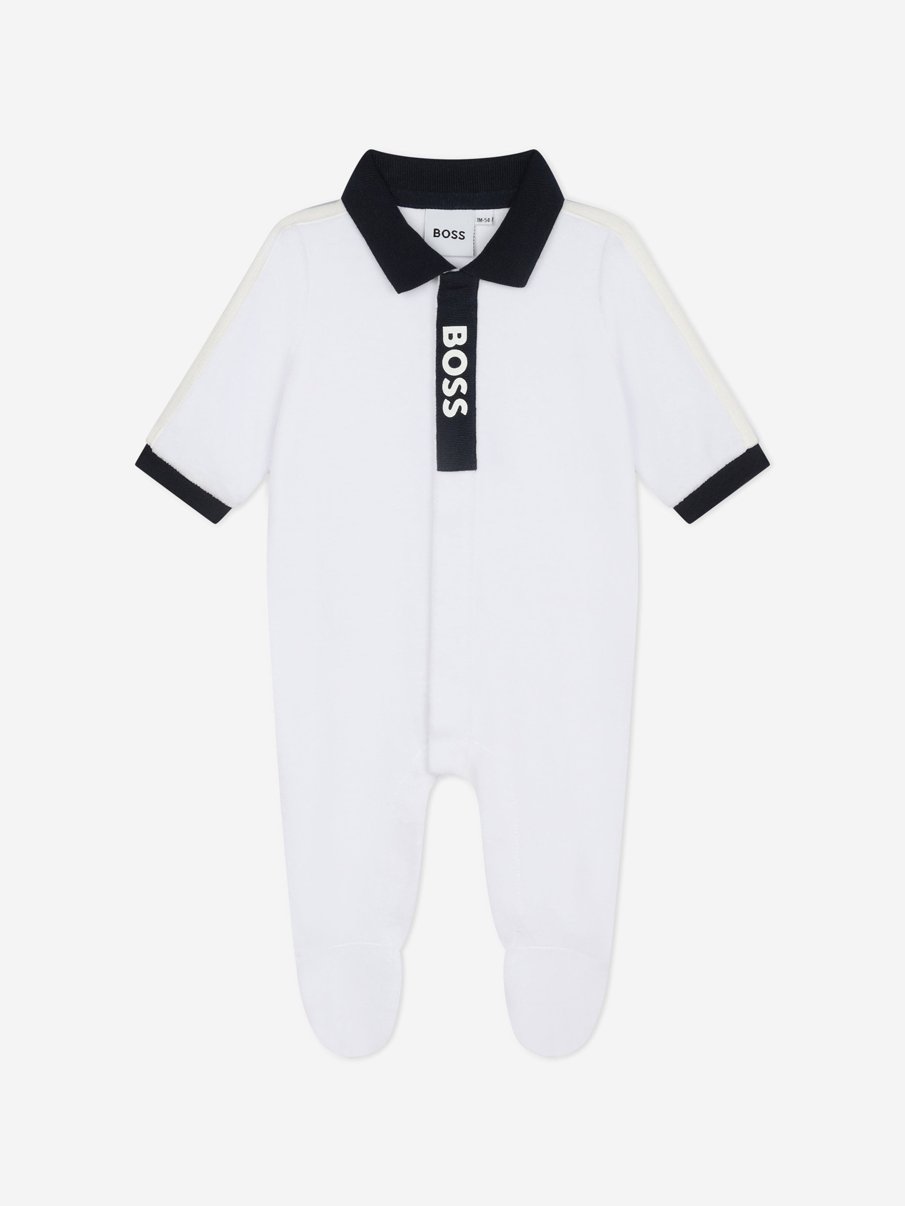 BOSS Baby Boys Velour Babygrow in White