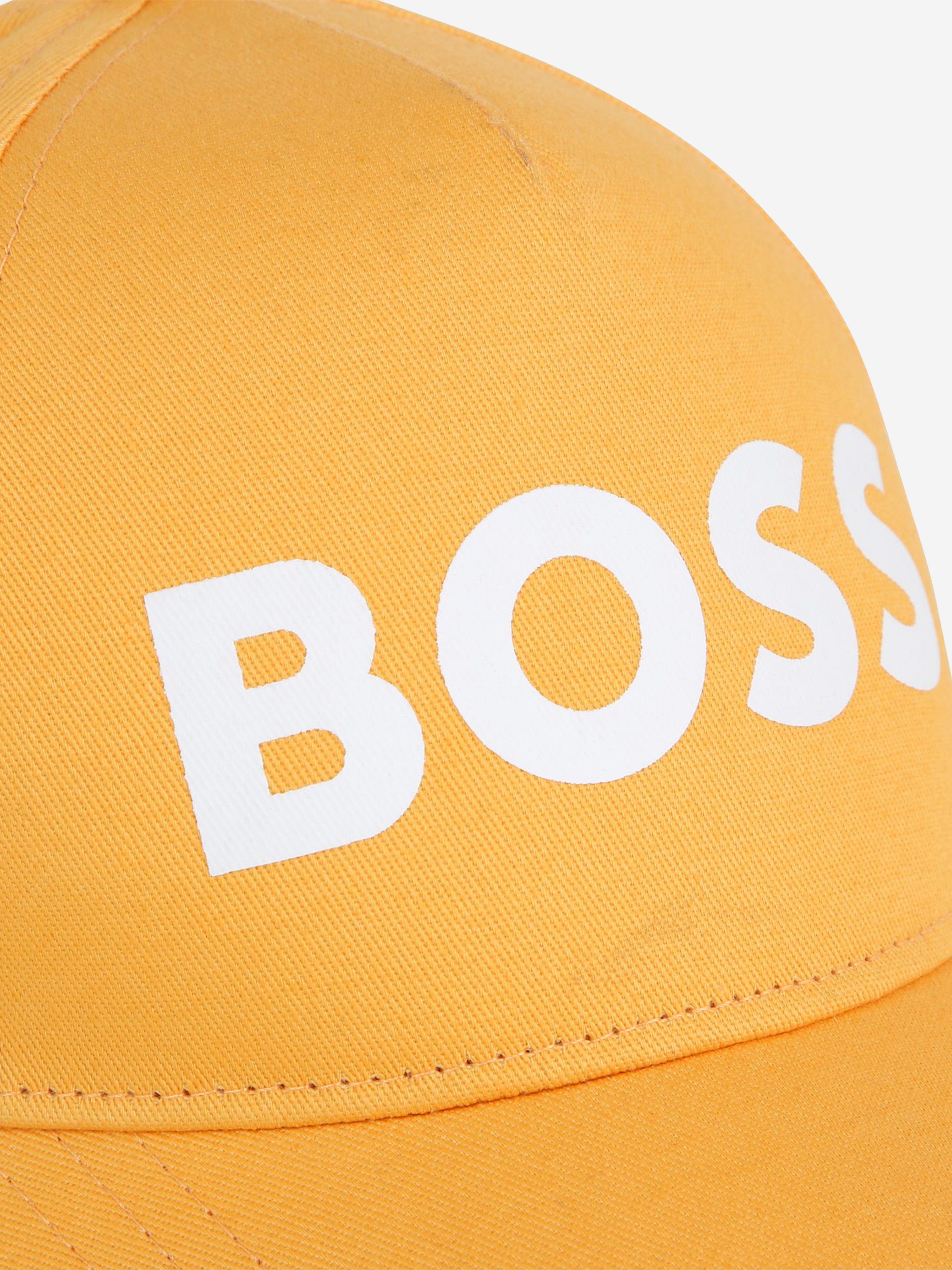 BOSS Boys Logo Print Cap in Orange