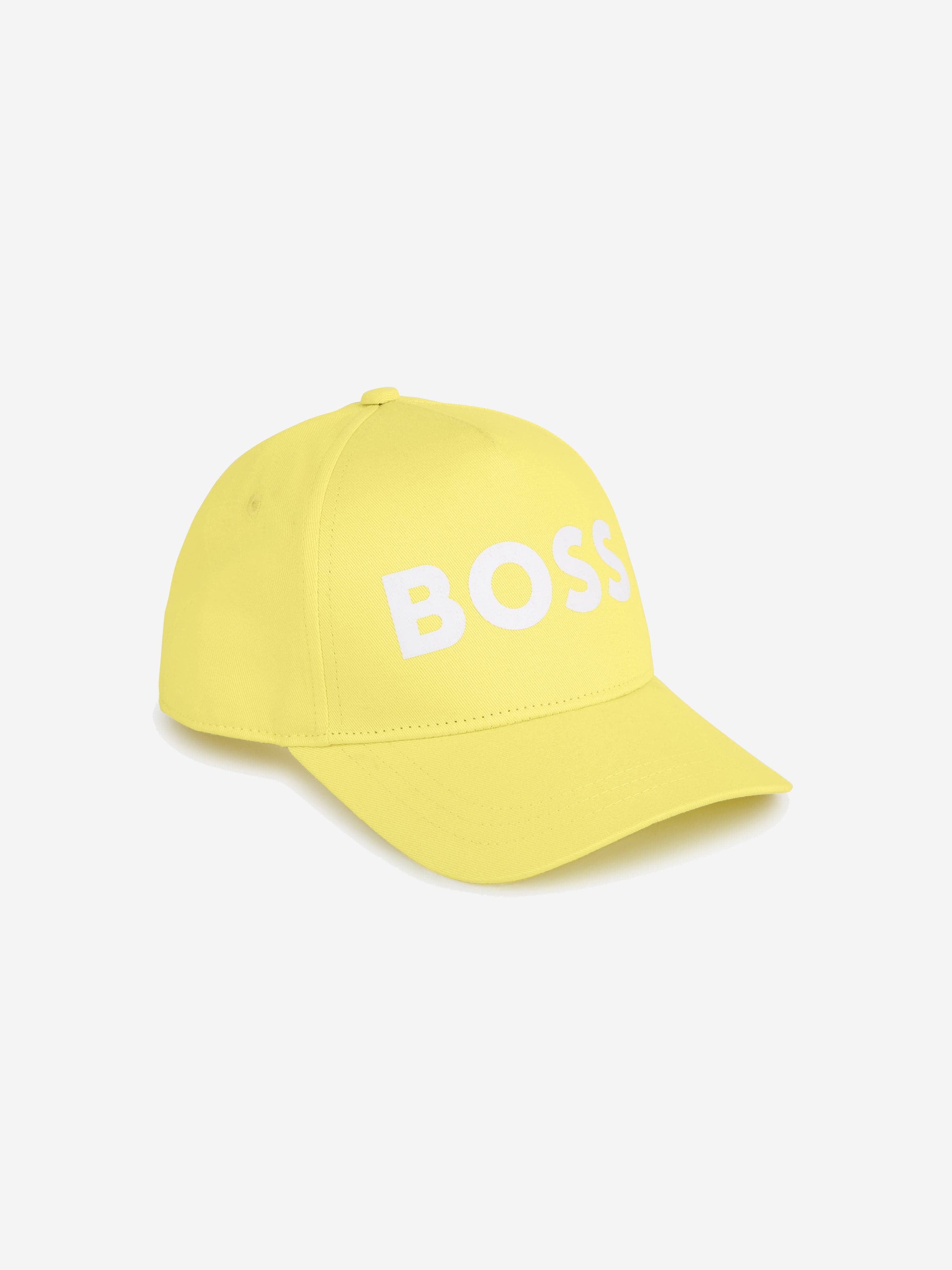 BOSS Boys Logo Print Cap in Yellow