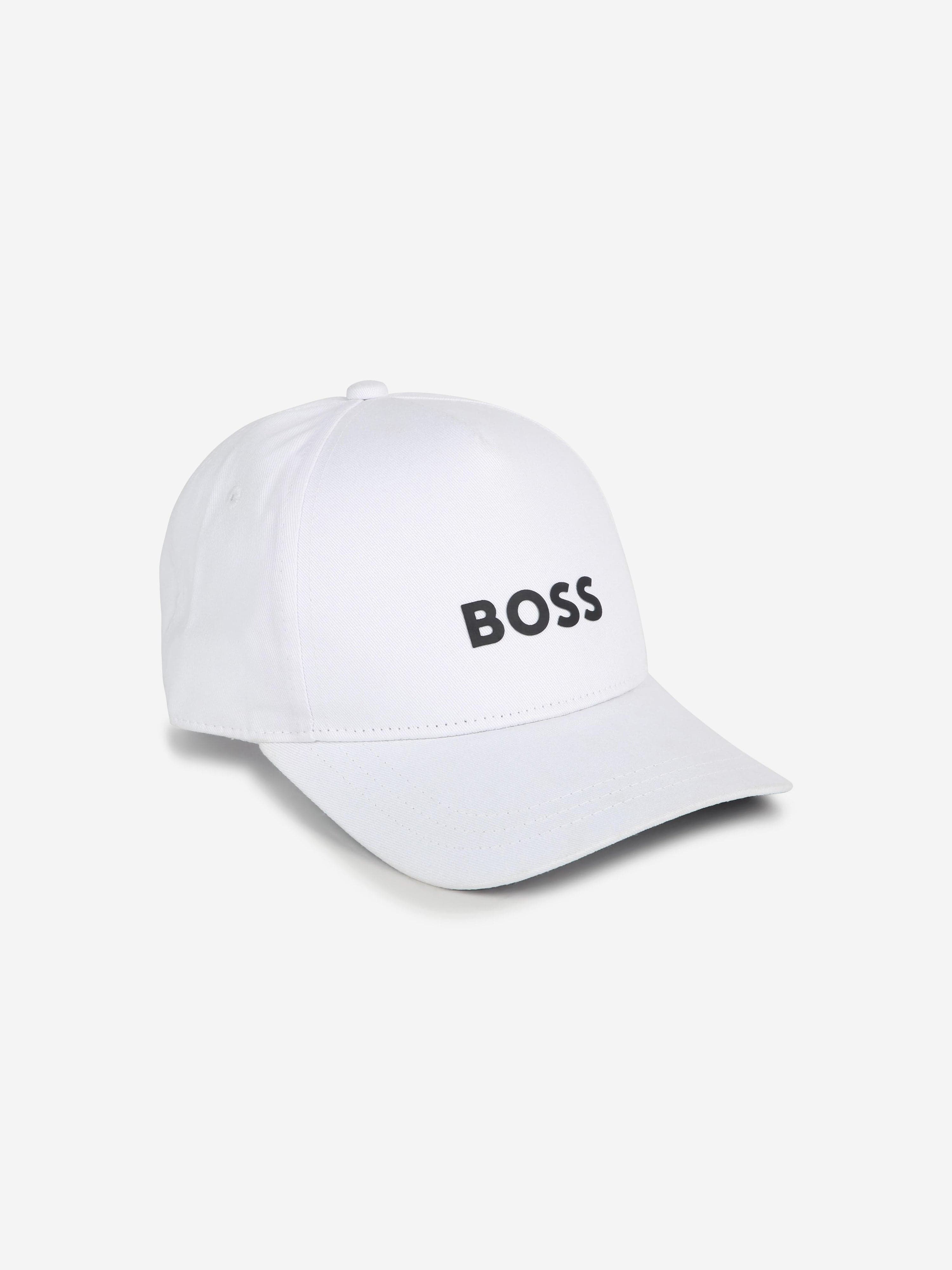 BOSS Boys Logo Print Cap in White