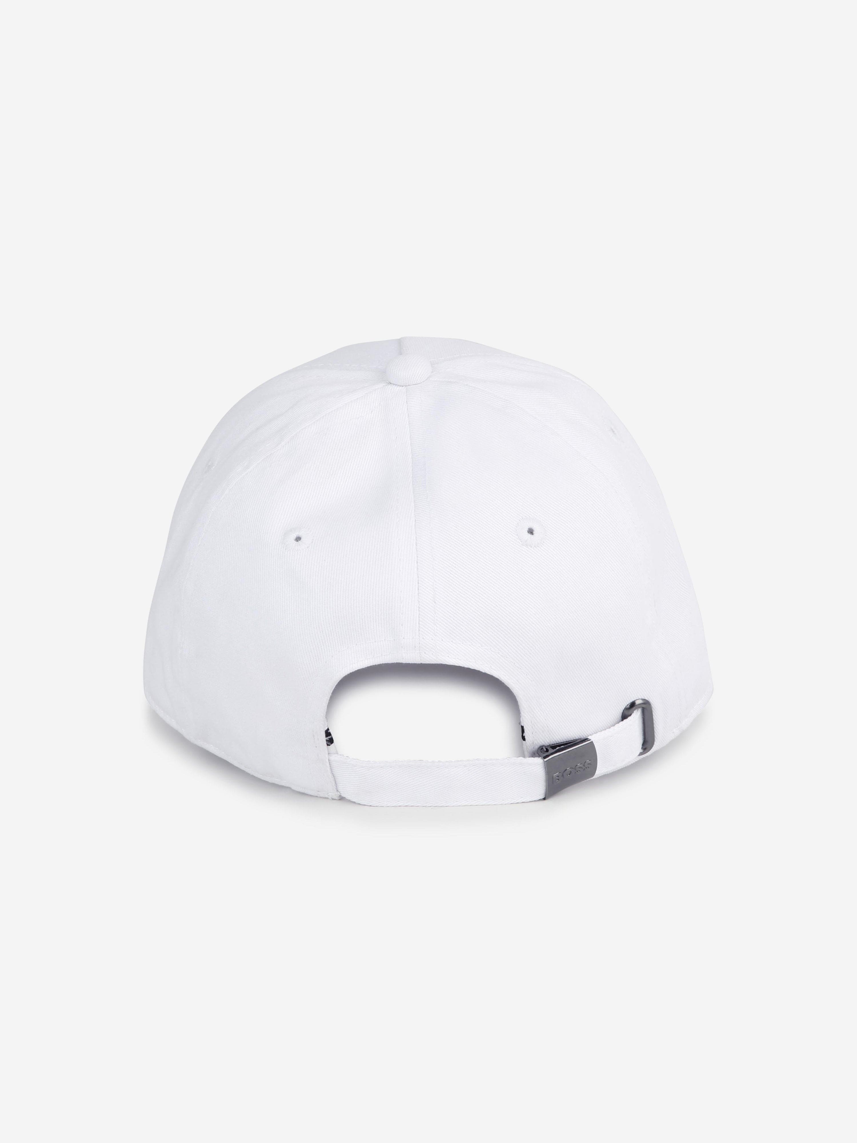 BOSS Boys Logo Print Cap in White