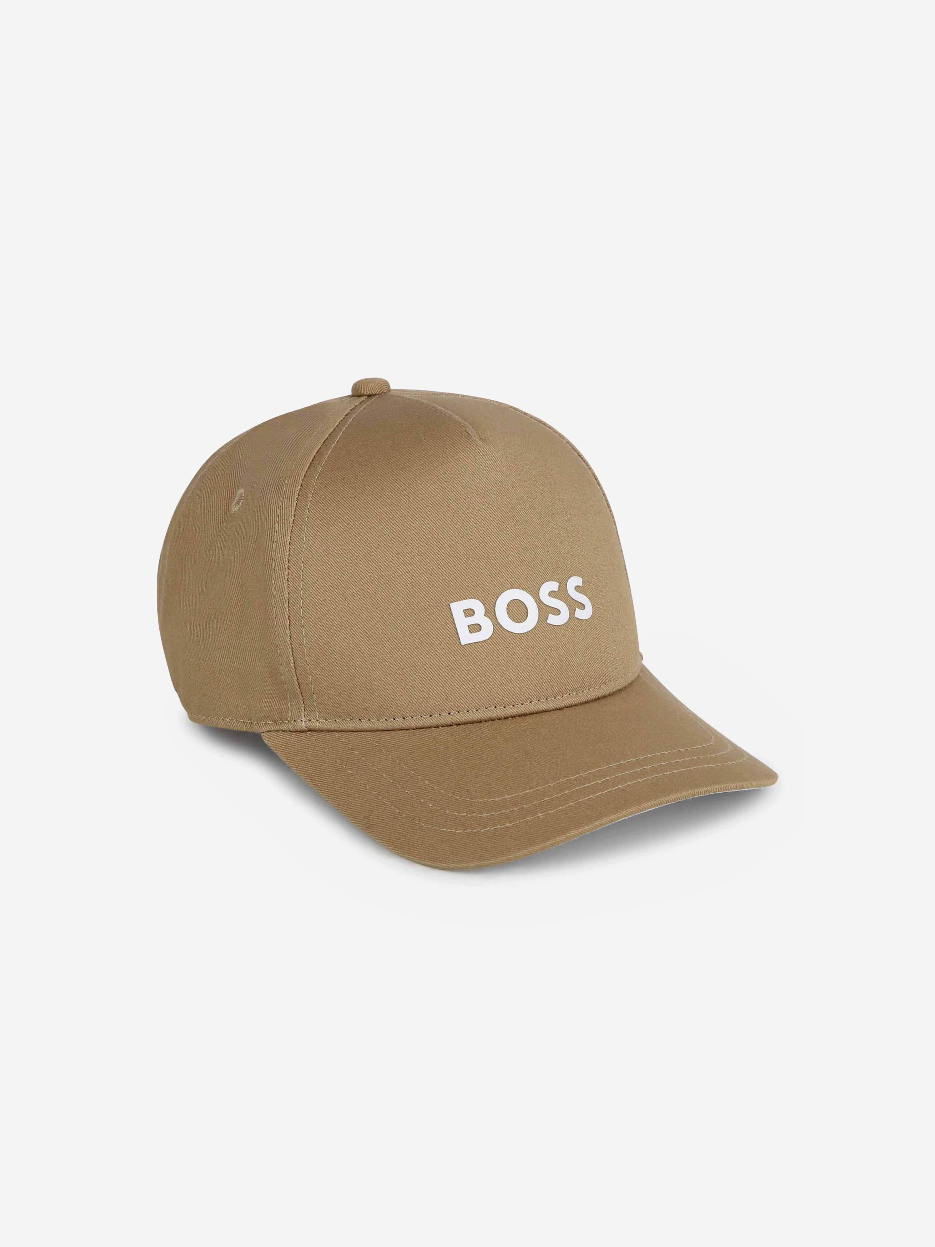 BOSS Boys Logo Print Cap in Beige