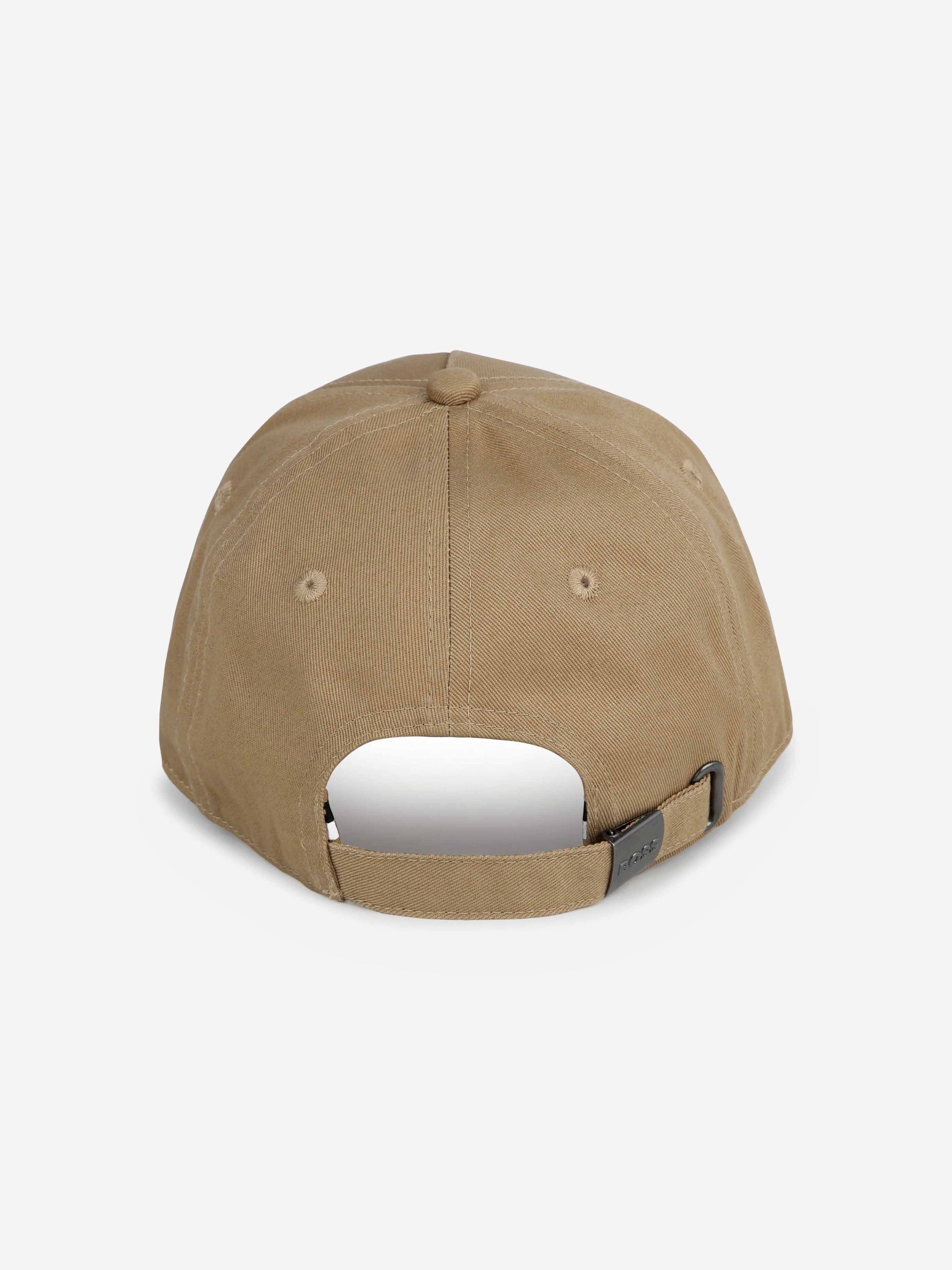 BOSS Boys Logo Print Cap in Beige