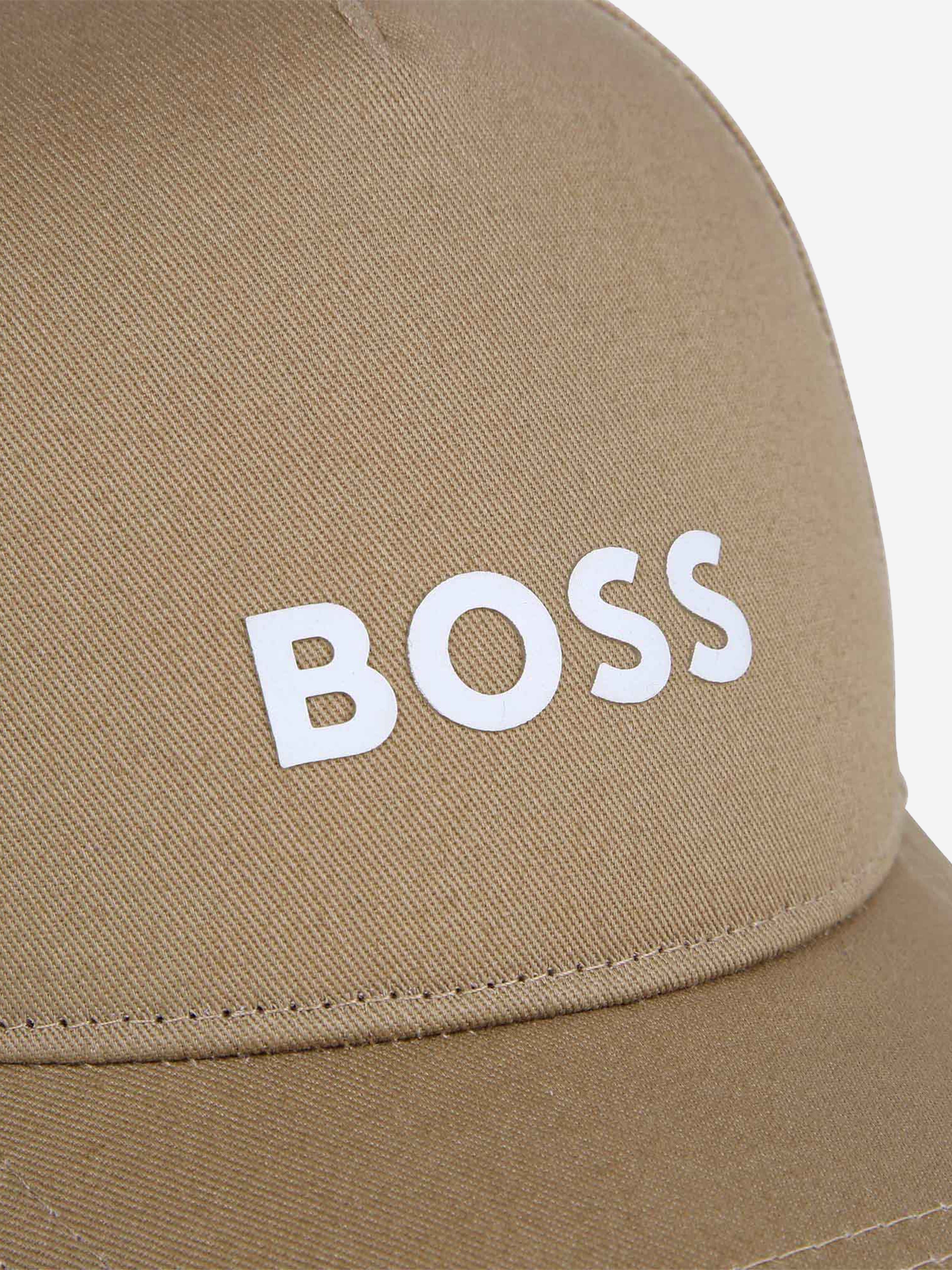 BOSS Boys Logo Print Cap in Beige