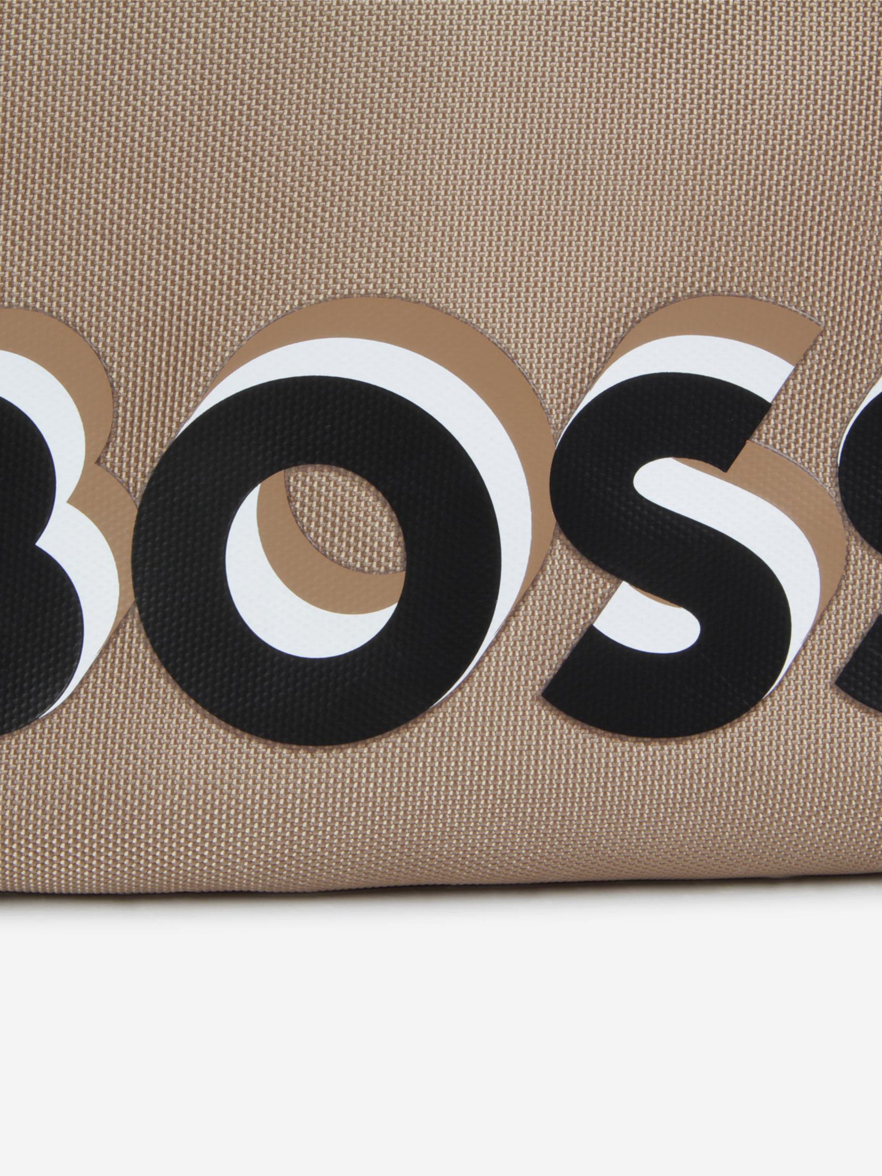 BOSS Boys Logo Messenger Bag in Beige (20cm)