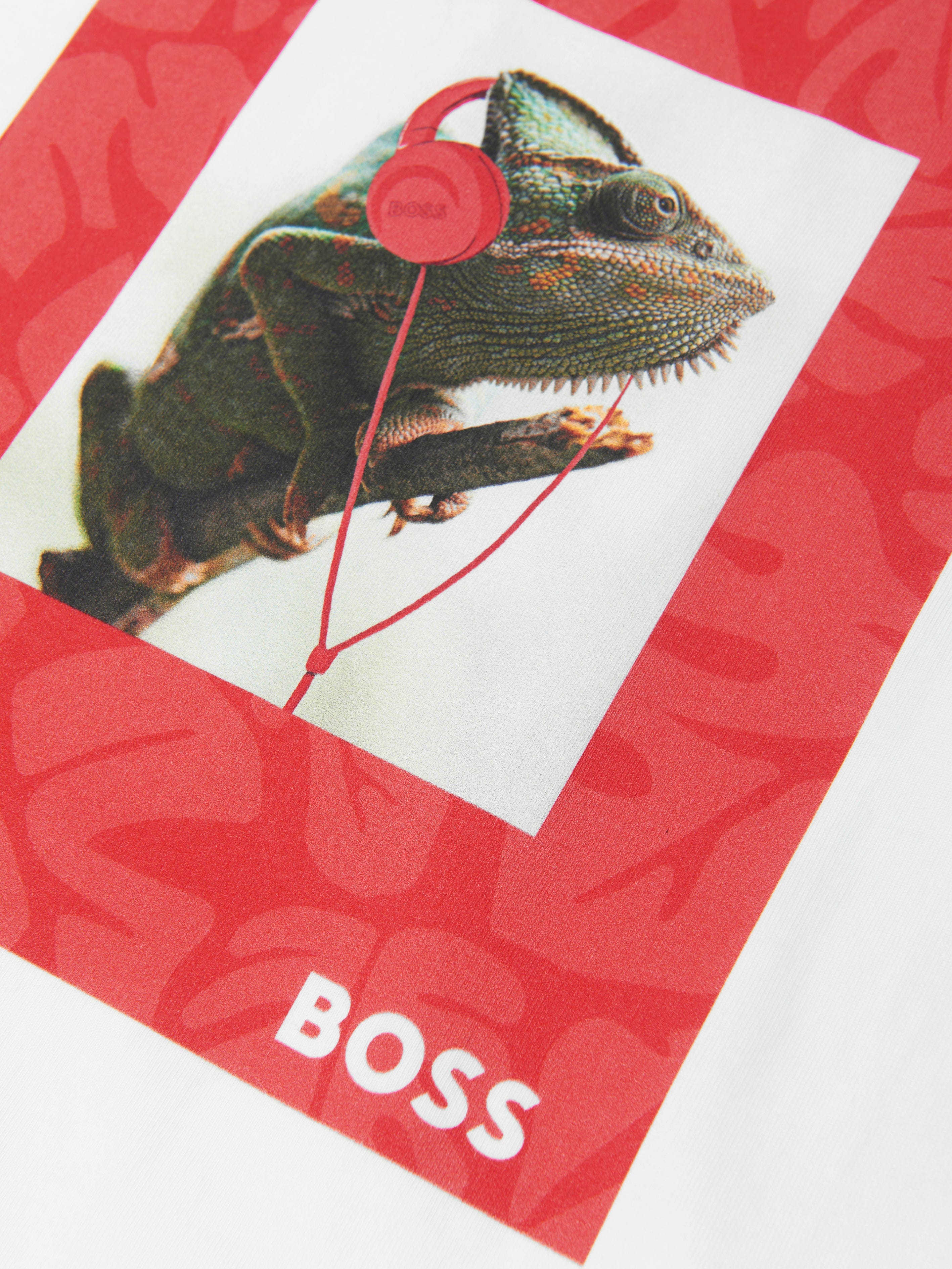 BOSS Boys Chameleon Print T-Shirt in White