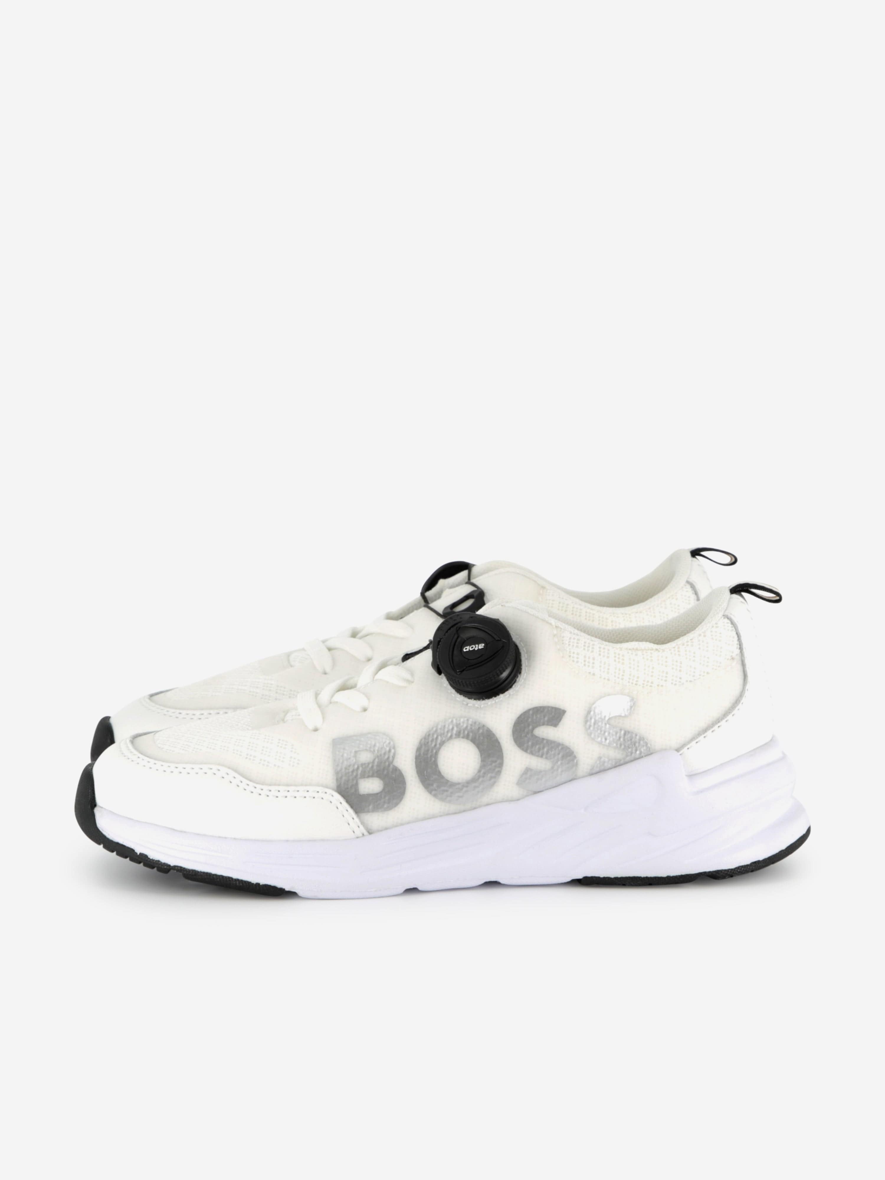 BOSS Boys Logo Trainers in White