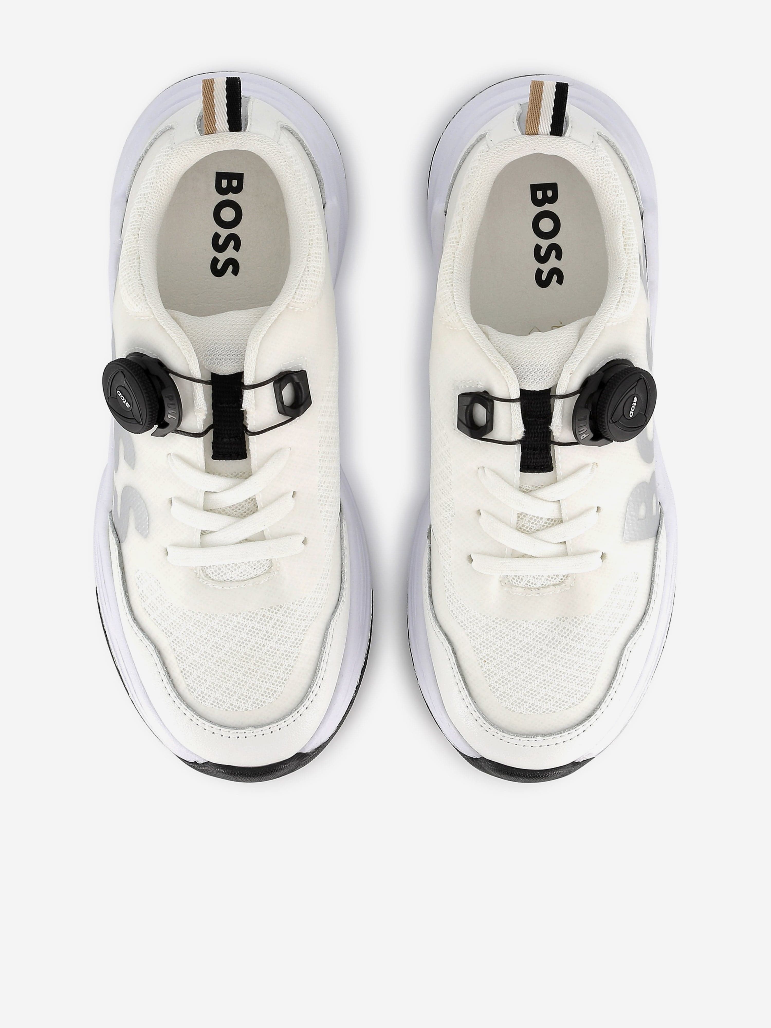 BOSS Boys Logo Trainers in White