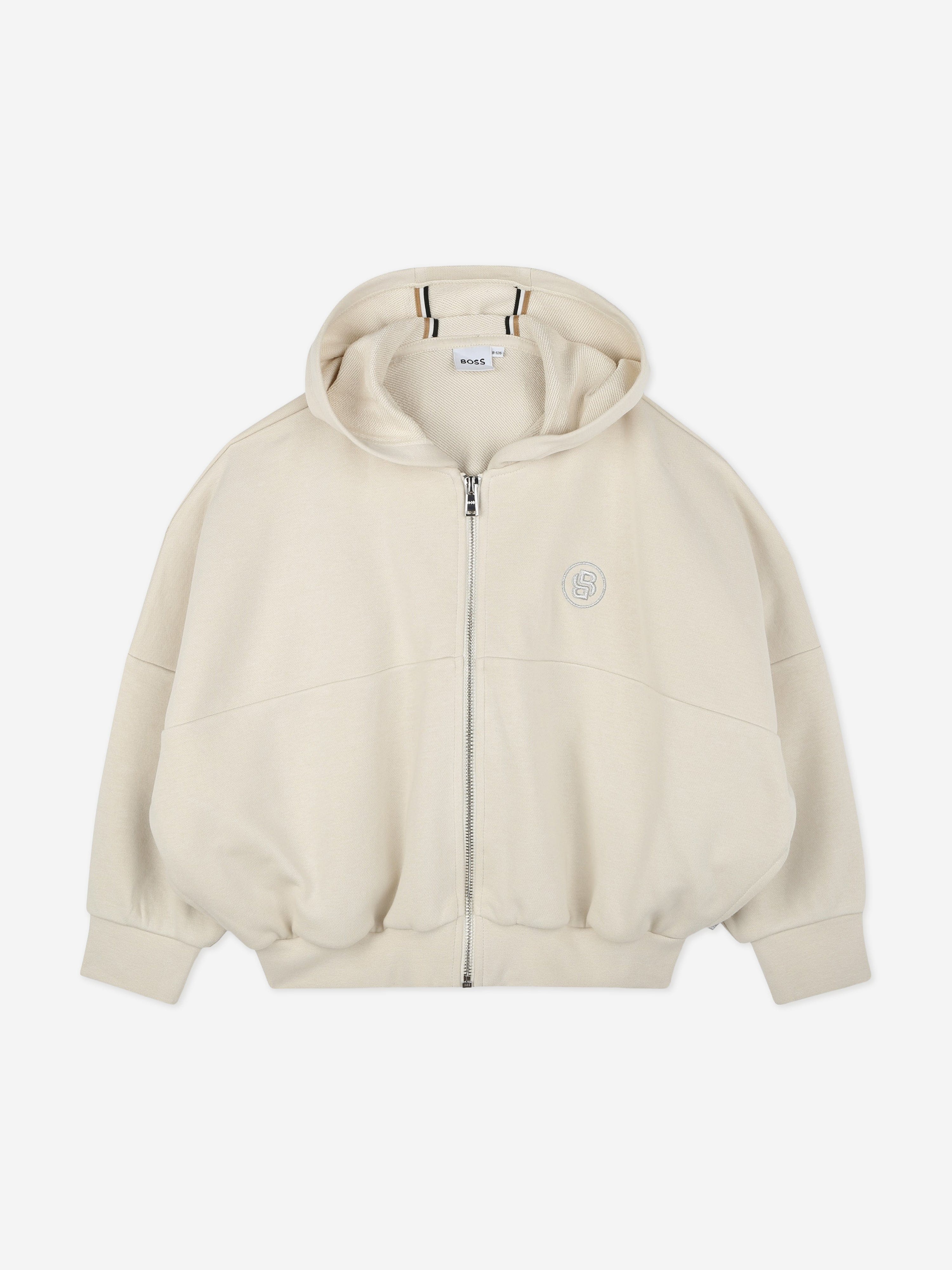 BOSS Girls Double B Zip Up Top in Beige
