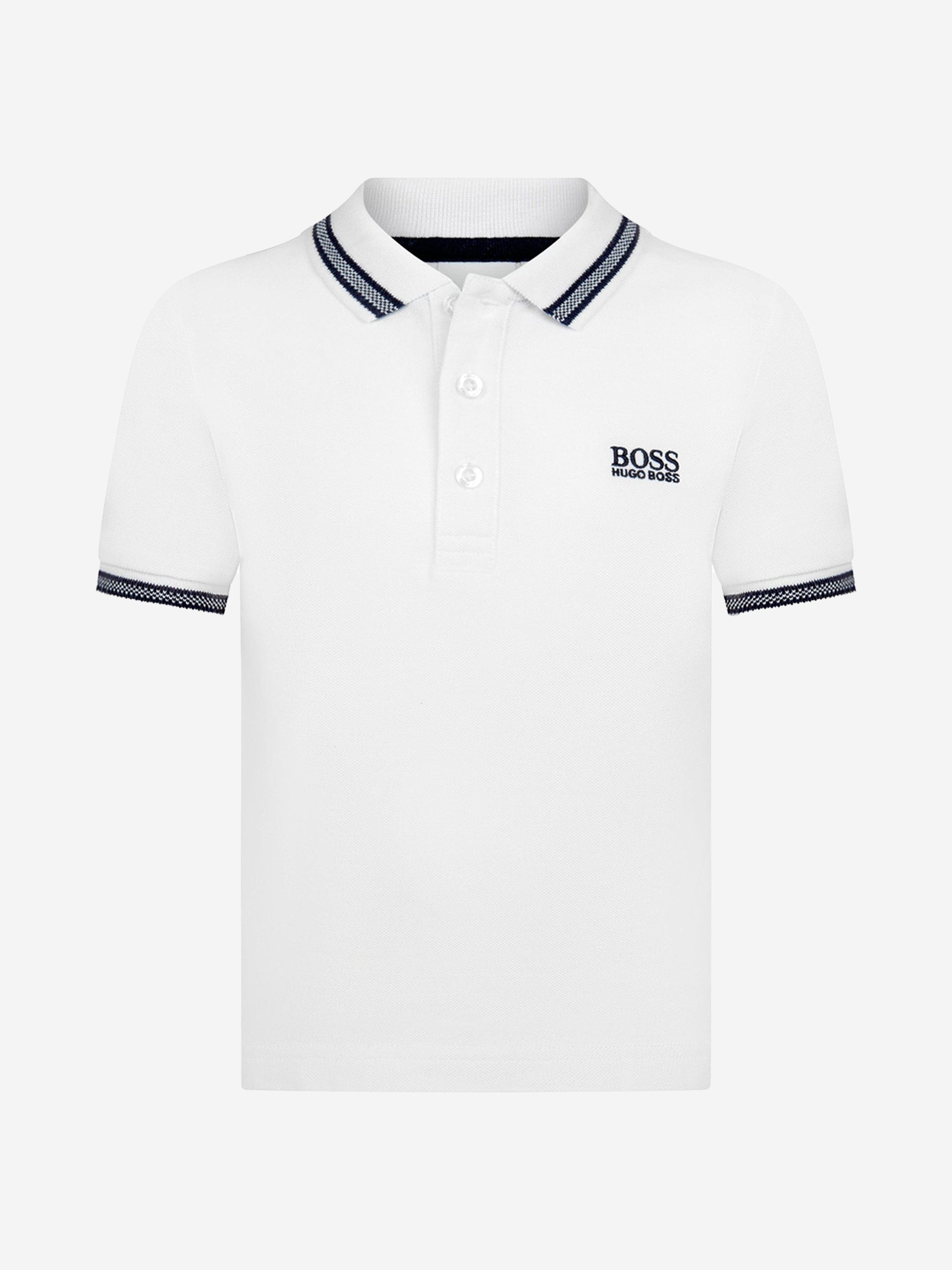 BOSS Boys Cotton Pique Embroidered Logo Polo Shirt