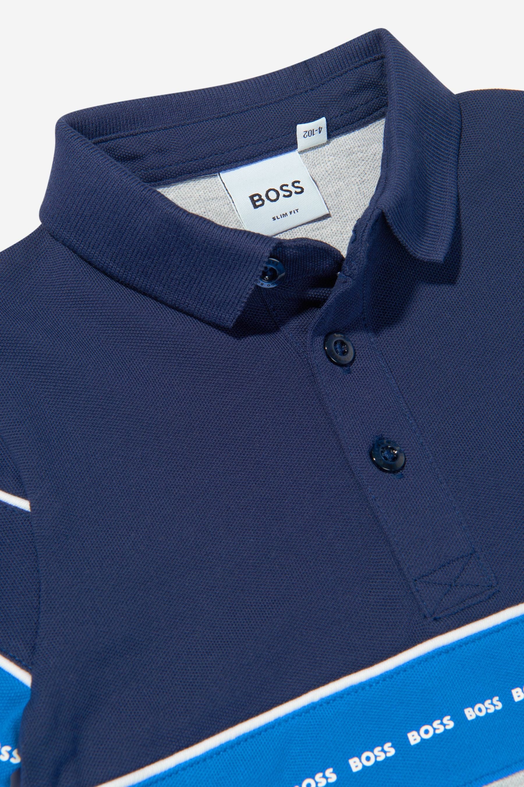 BOSS Boys Cotton Pique Logo Print Polo Shirt