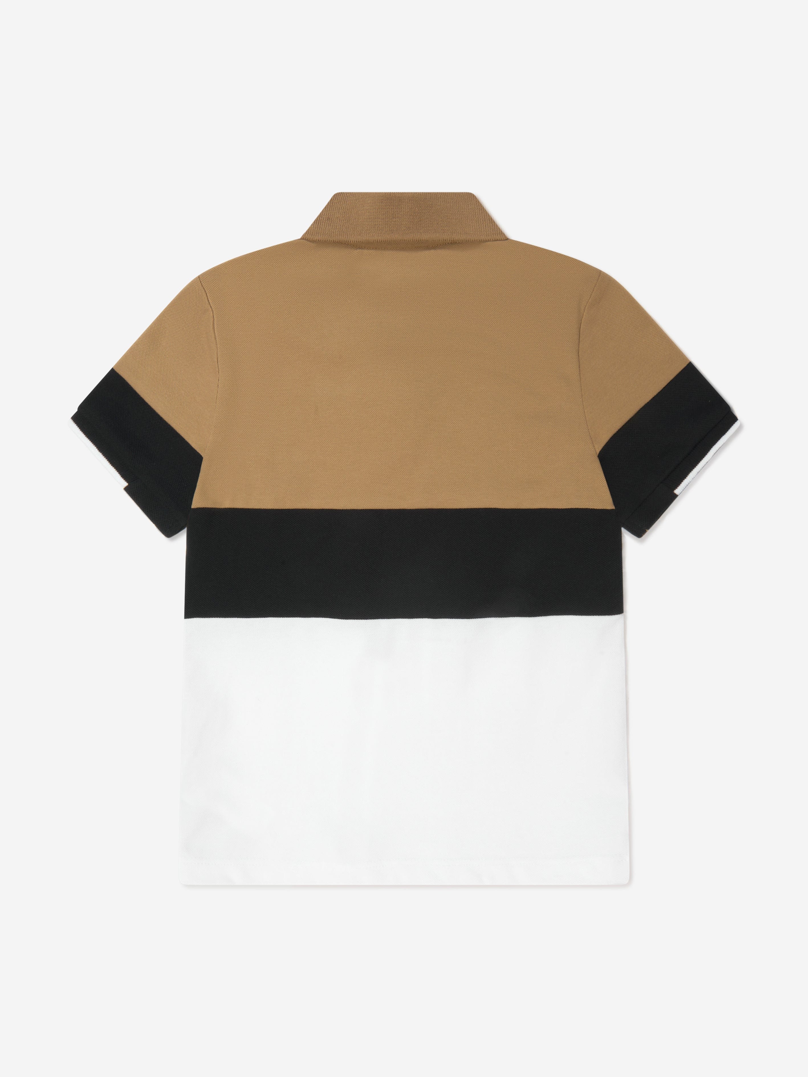 BOSS Boys Striped Branded Polo Shirt