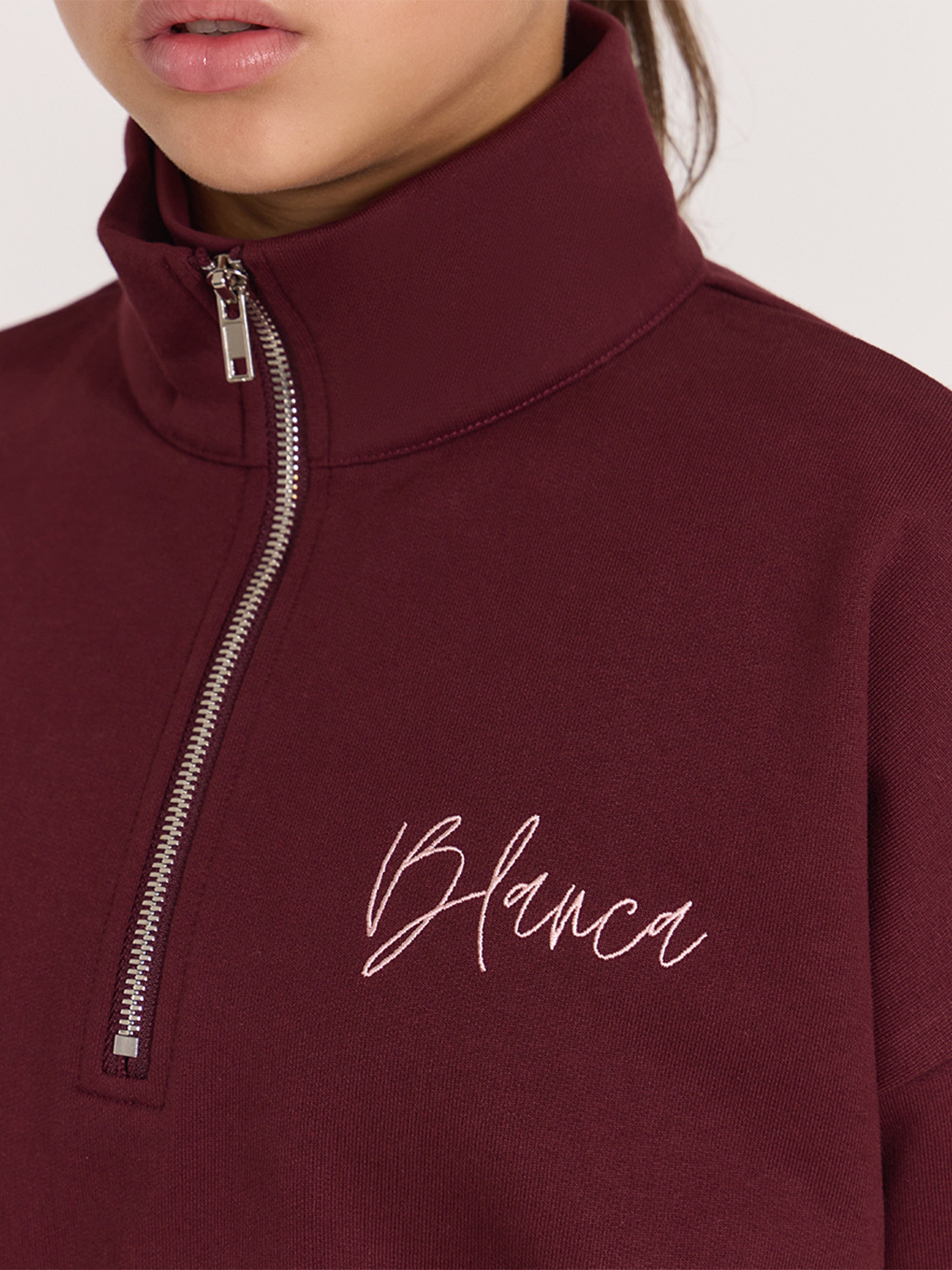 Blanca Sport Girls Oversized Funnel Zip Hoodie in Red