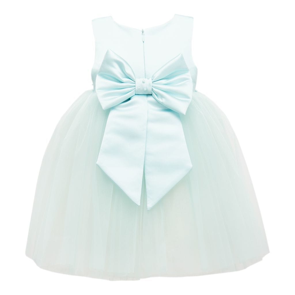 Blue Teal Mallory Bow Dress