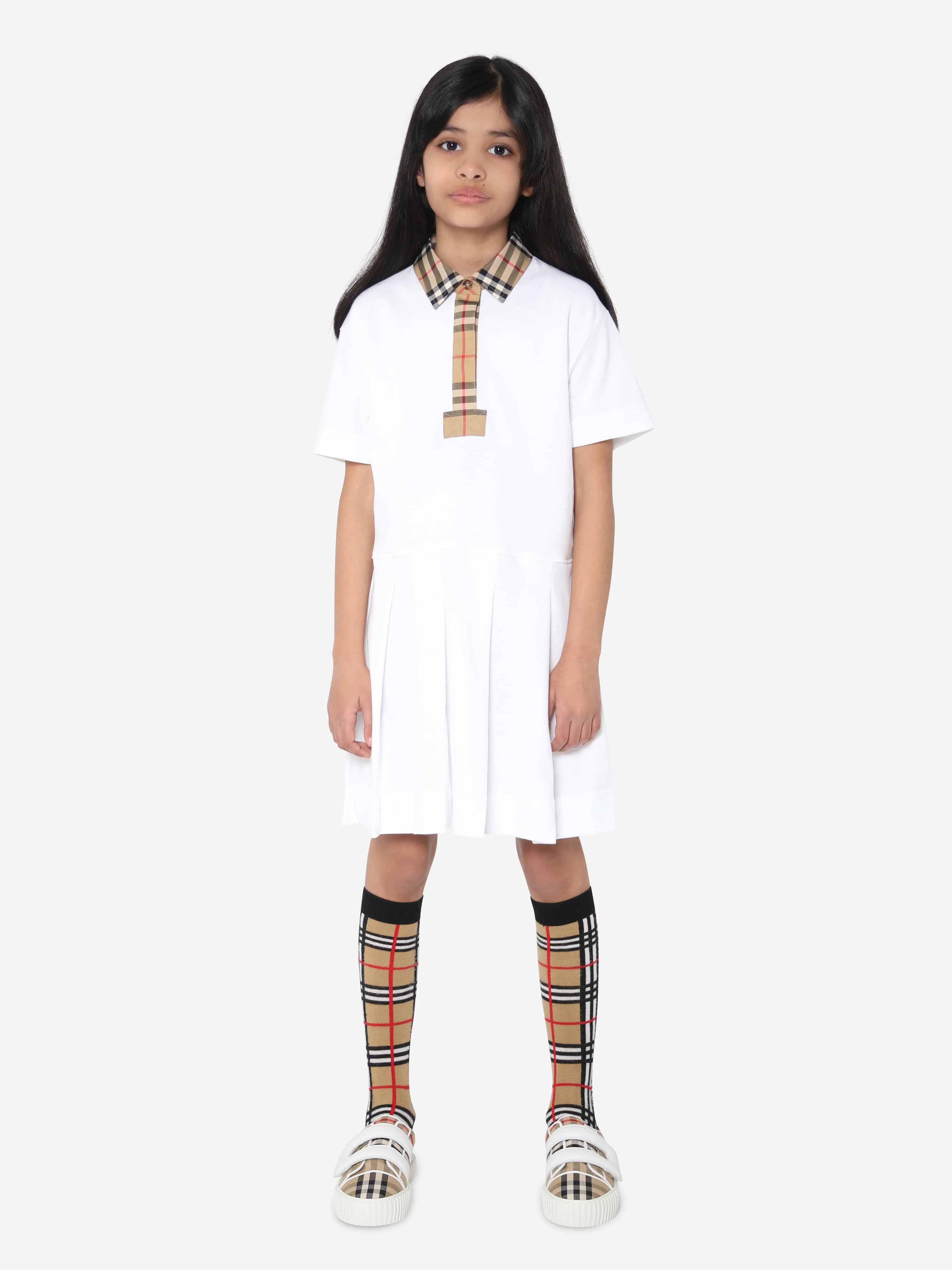 Burberry Girls Sigrid Polo Dress In White