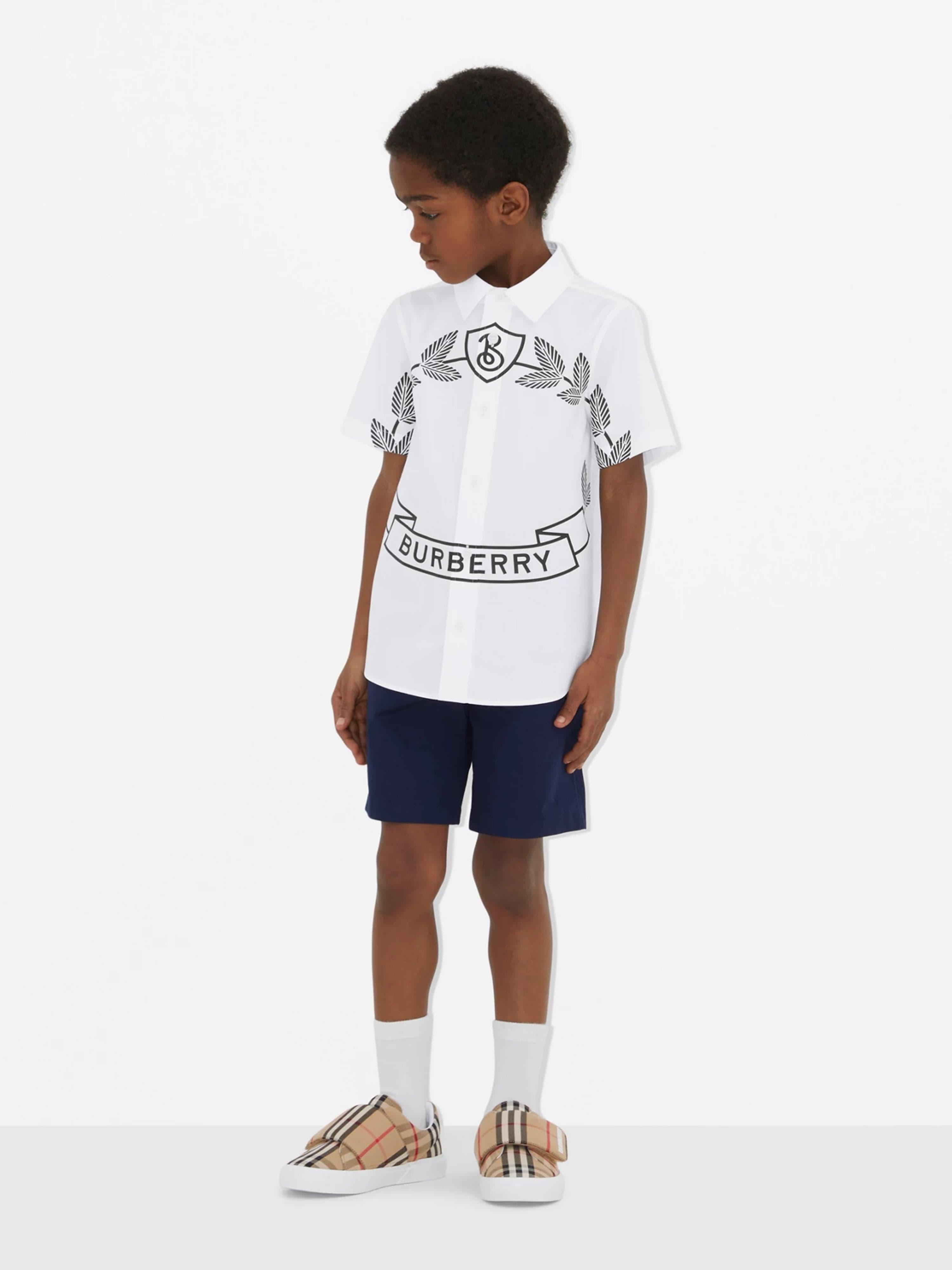 Burberry Boys Owen Crest Shirt in White