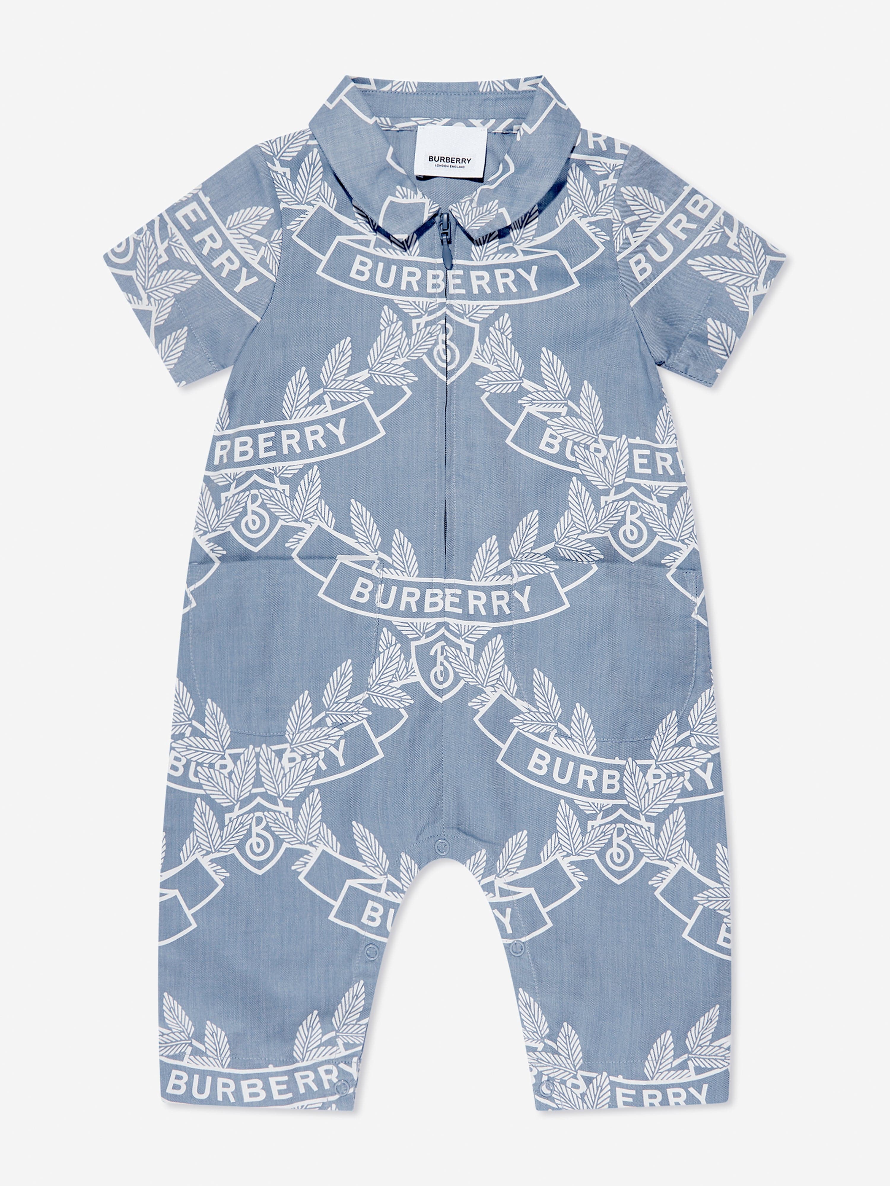 Burberry Baby Boys Andreas Crest Romper in Blue