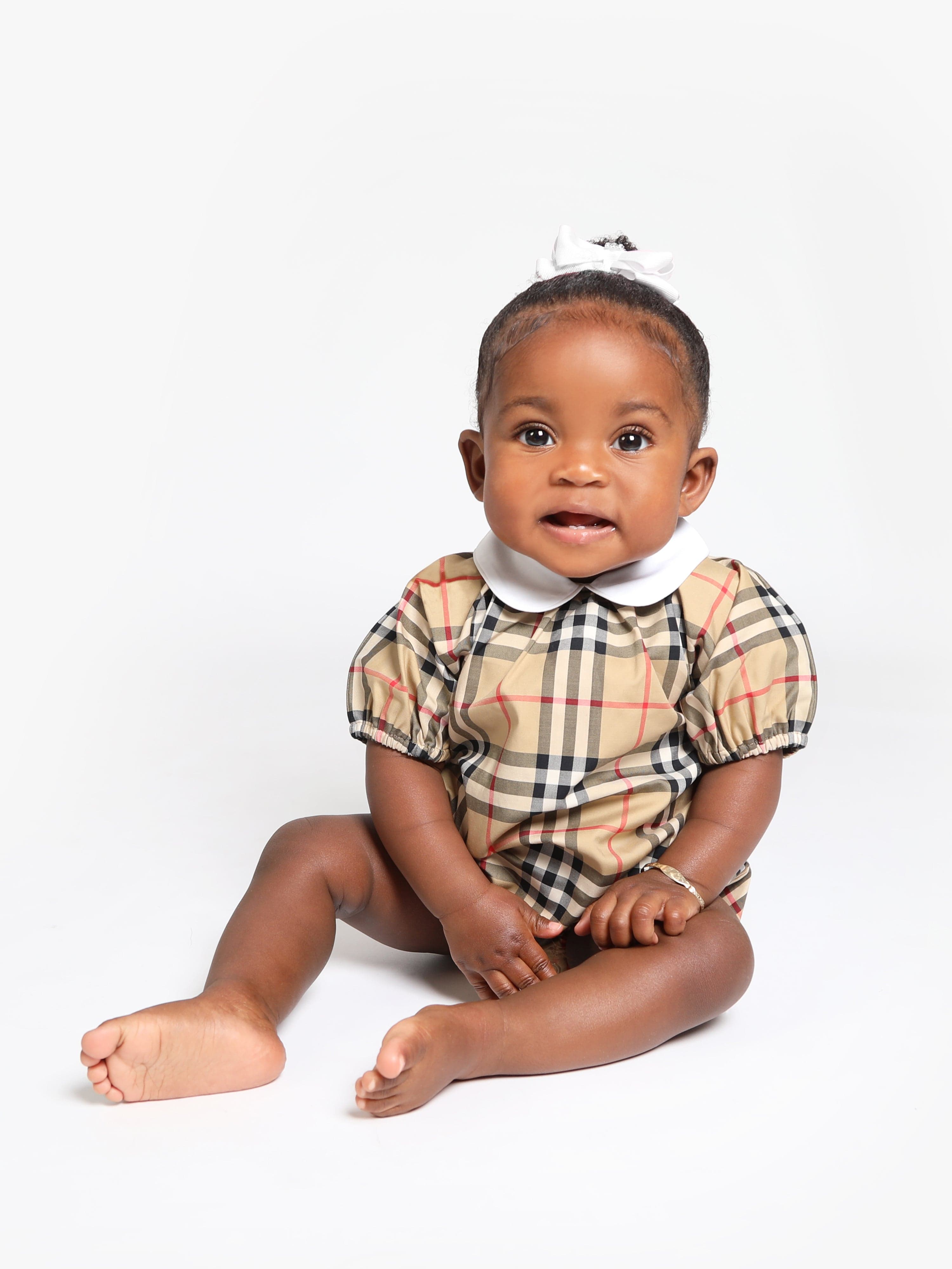 Burberry Baby Odessa Bodysuit in Archive Beige Check