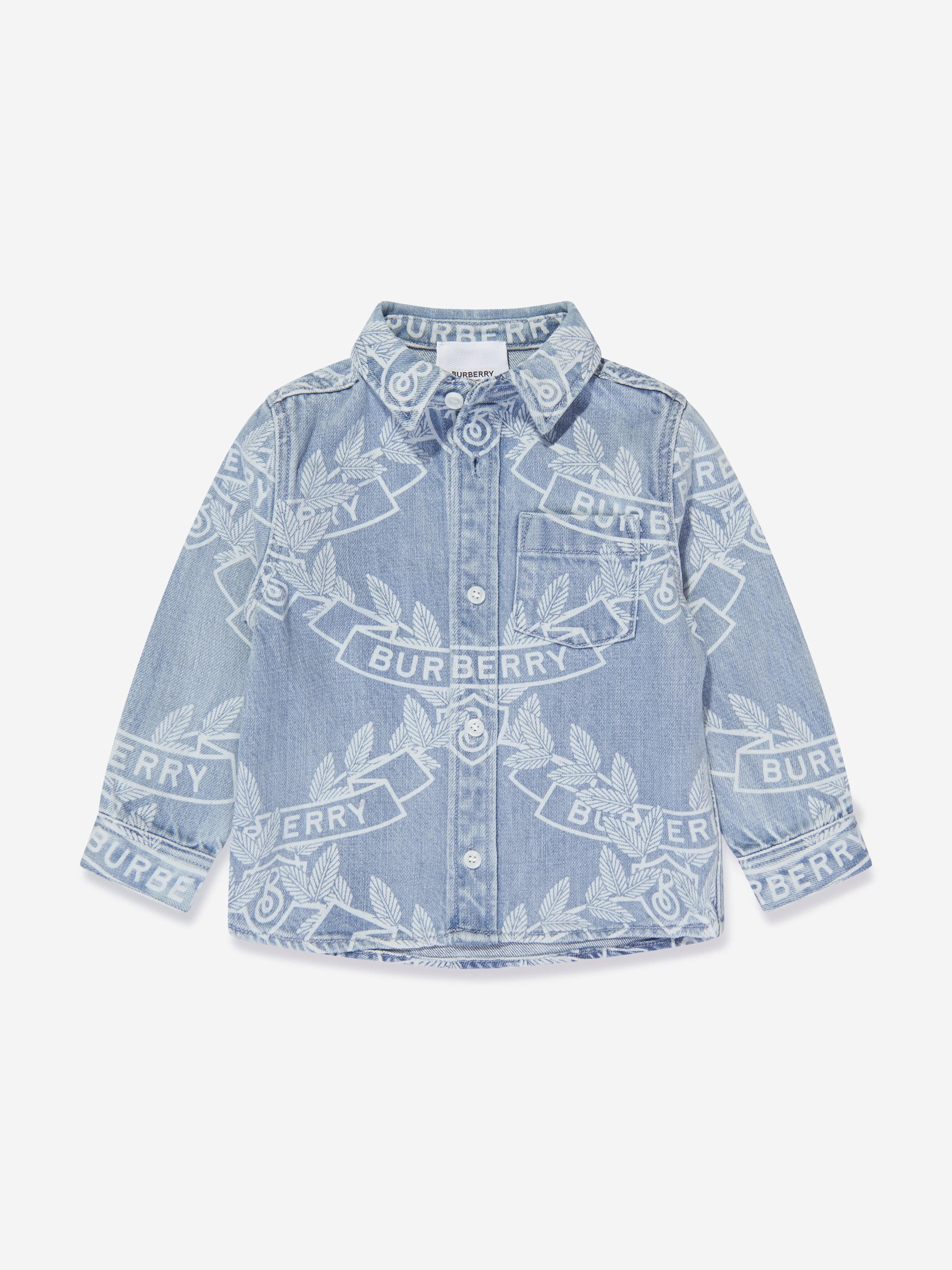 Burberry Baby Boys Owen Crest Shirt in Blue