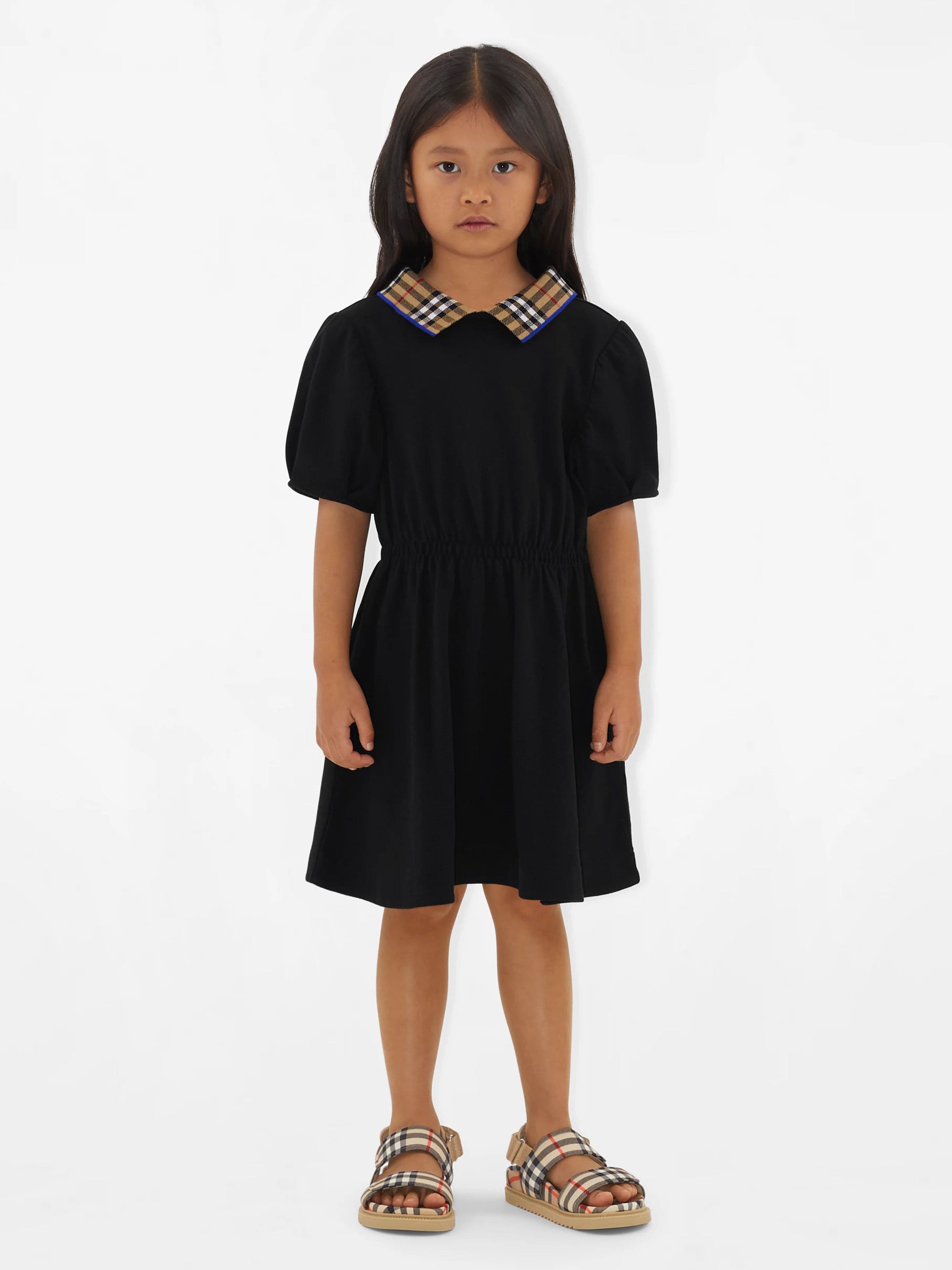 Burberry Girls Alesea Check Rib Dress in Black