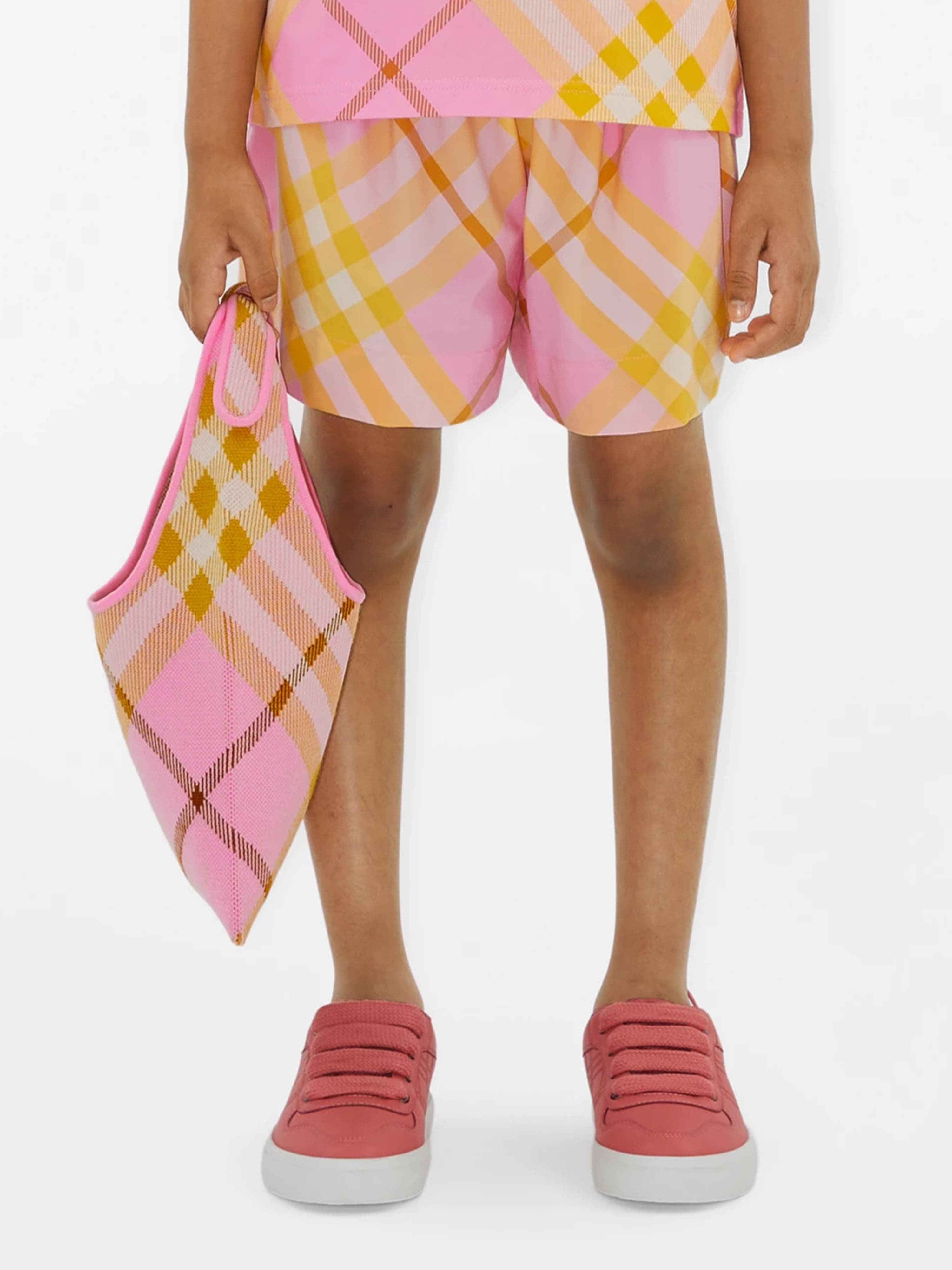 Burberry Girls Marcy Check Shorts in Pink