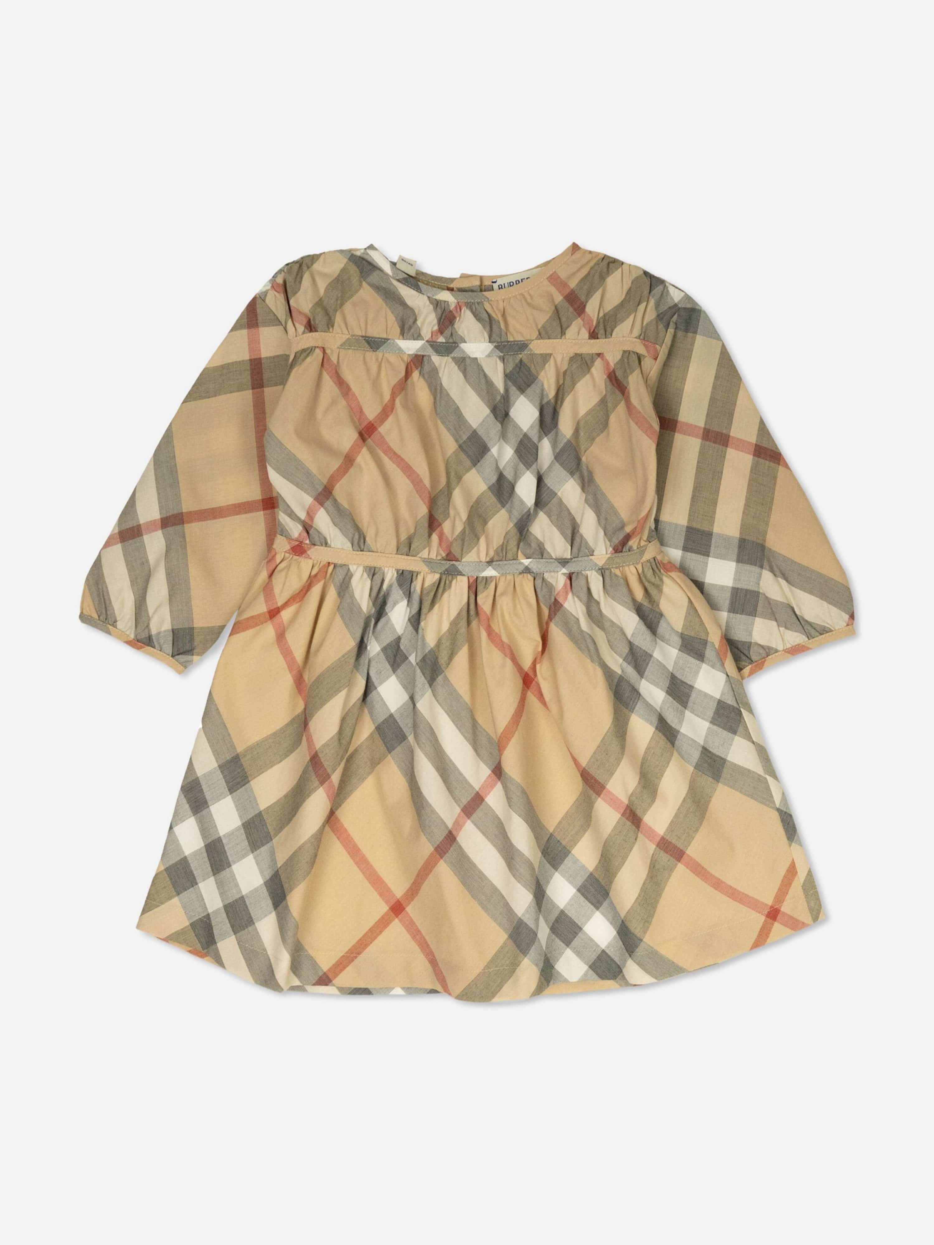 Burberry Baby Girls Cecille Check Dress in Beige