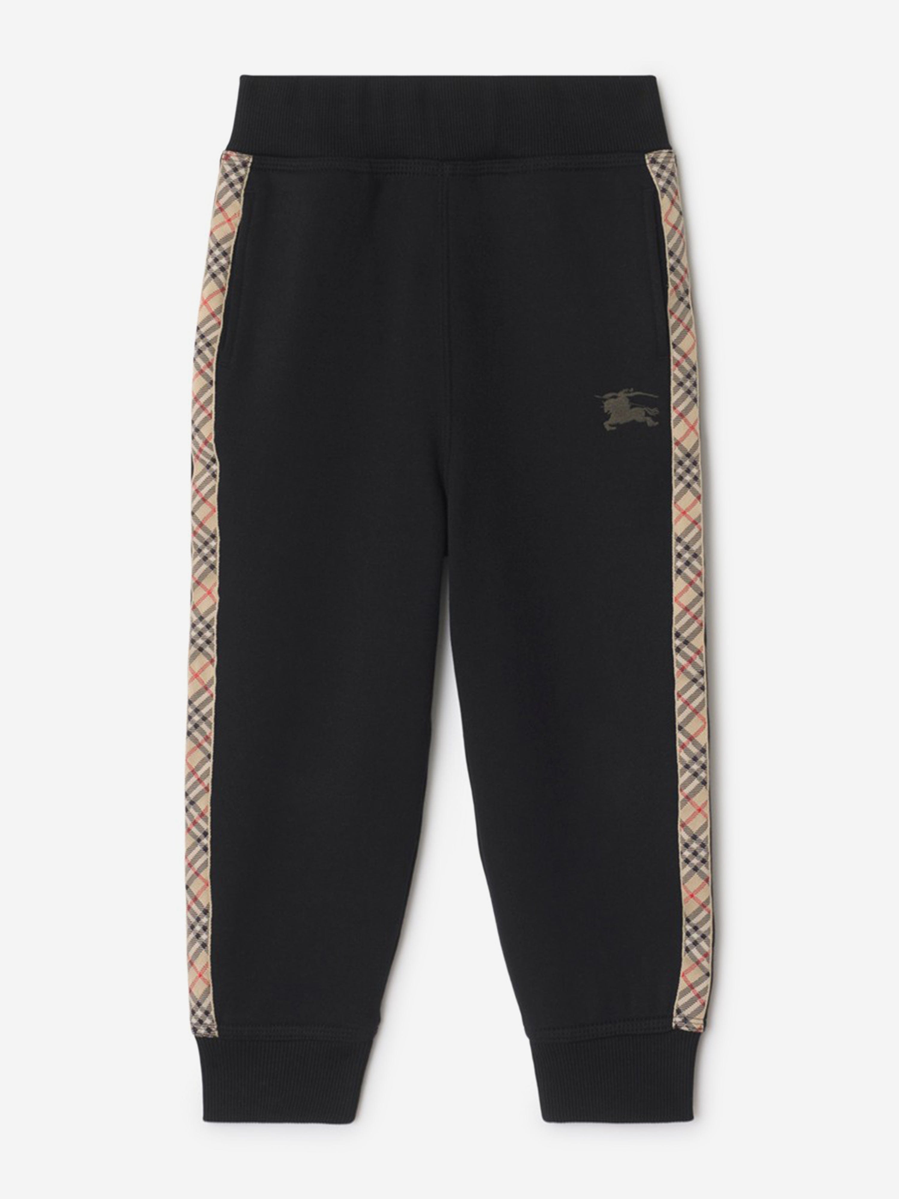 Burberry Boys Jackson Check Tape Joggers in Black