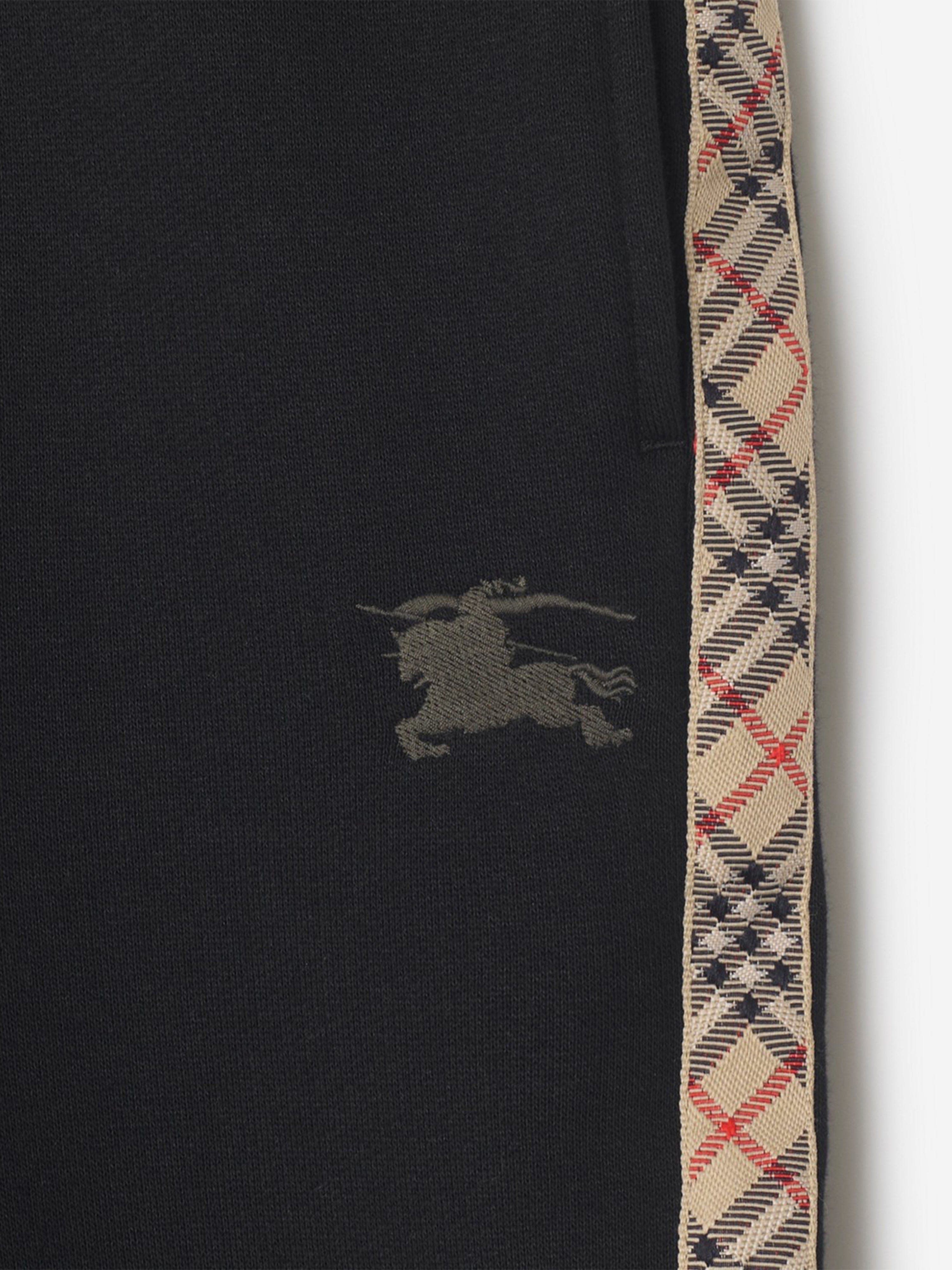 Burberry Boys Jackson Check Tape Joggers in Black