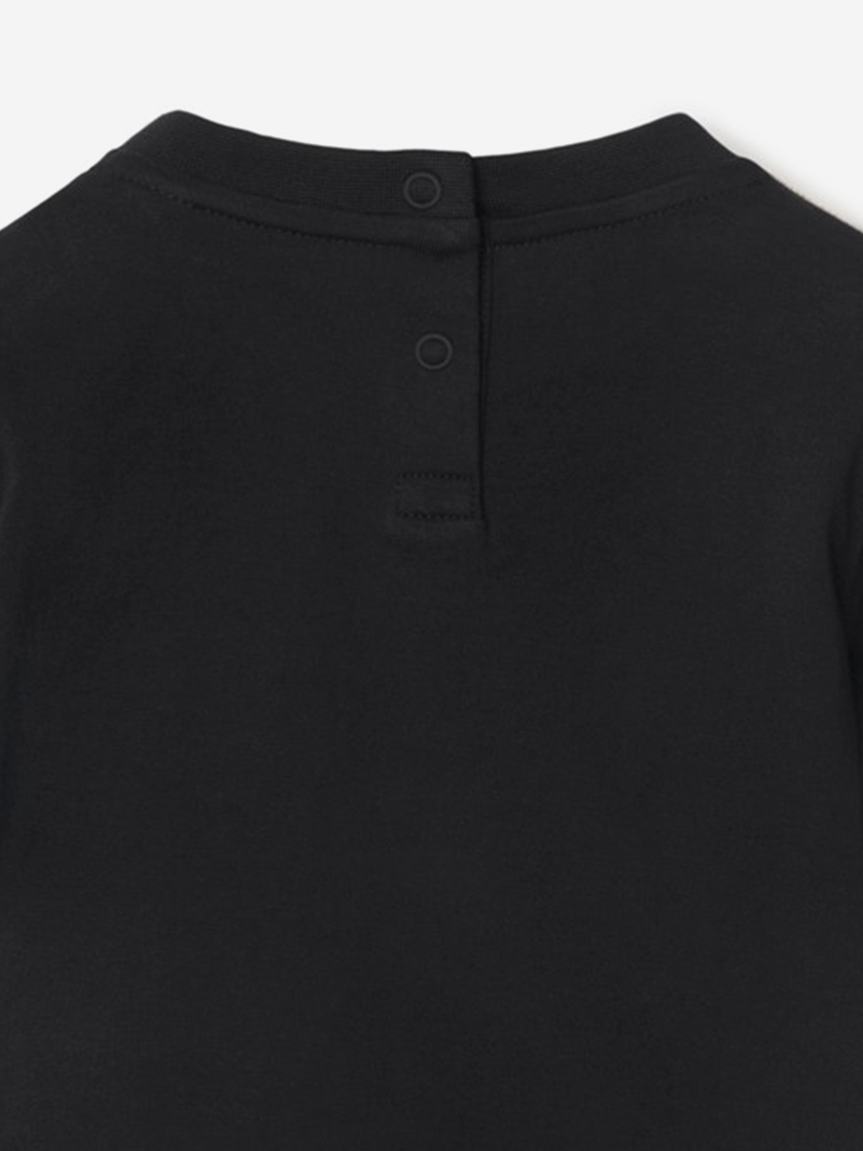 Burberry Baby Boys Cedar Check Tape T-Shirt in Black