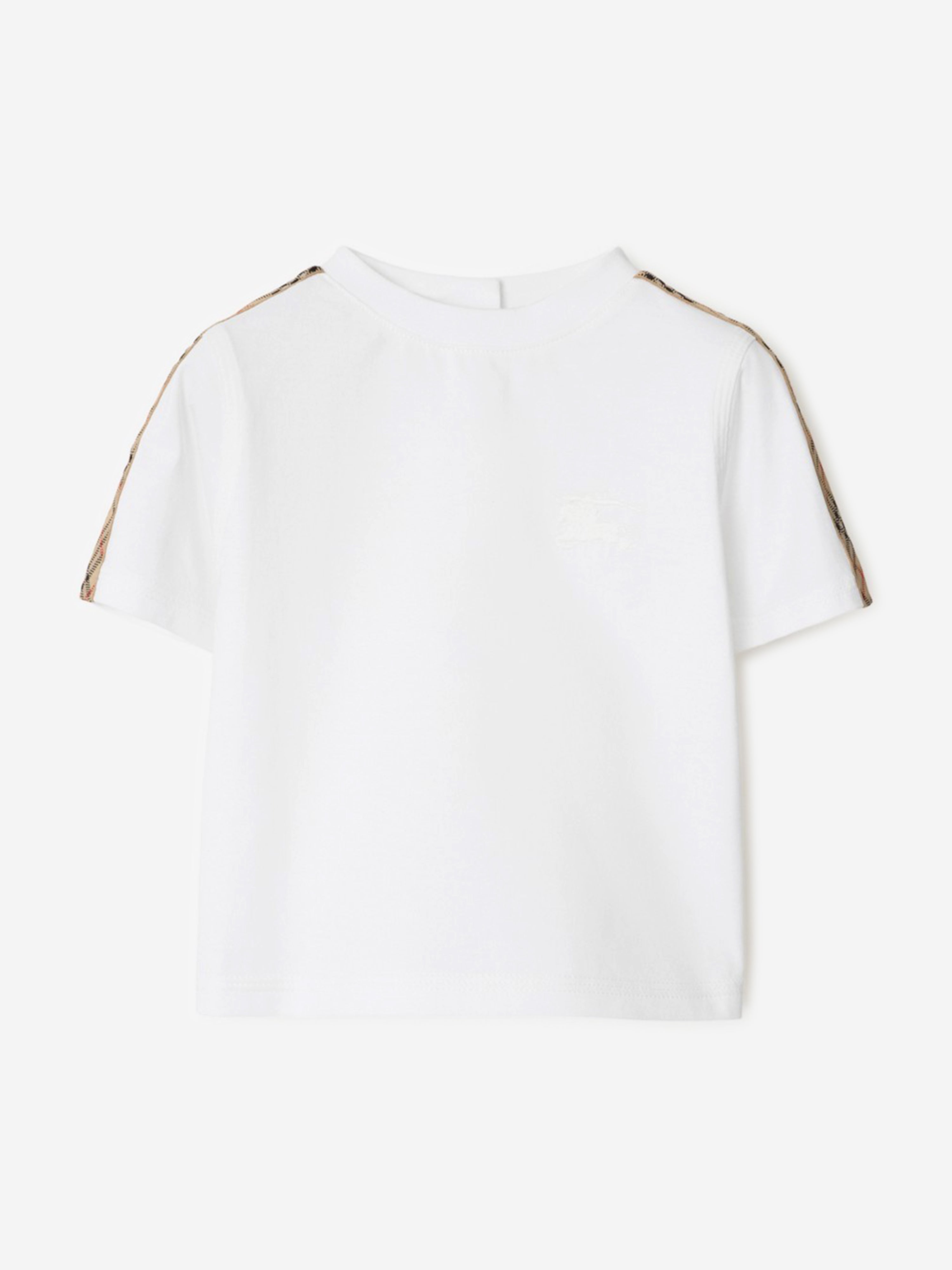 Burberry Baby Girls Cedar Check Tape T-Shirt in White