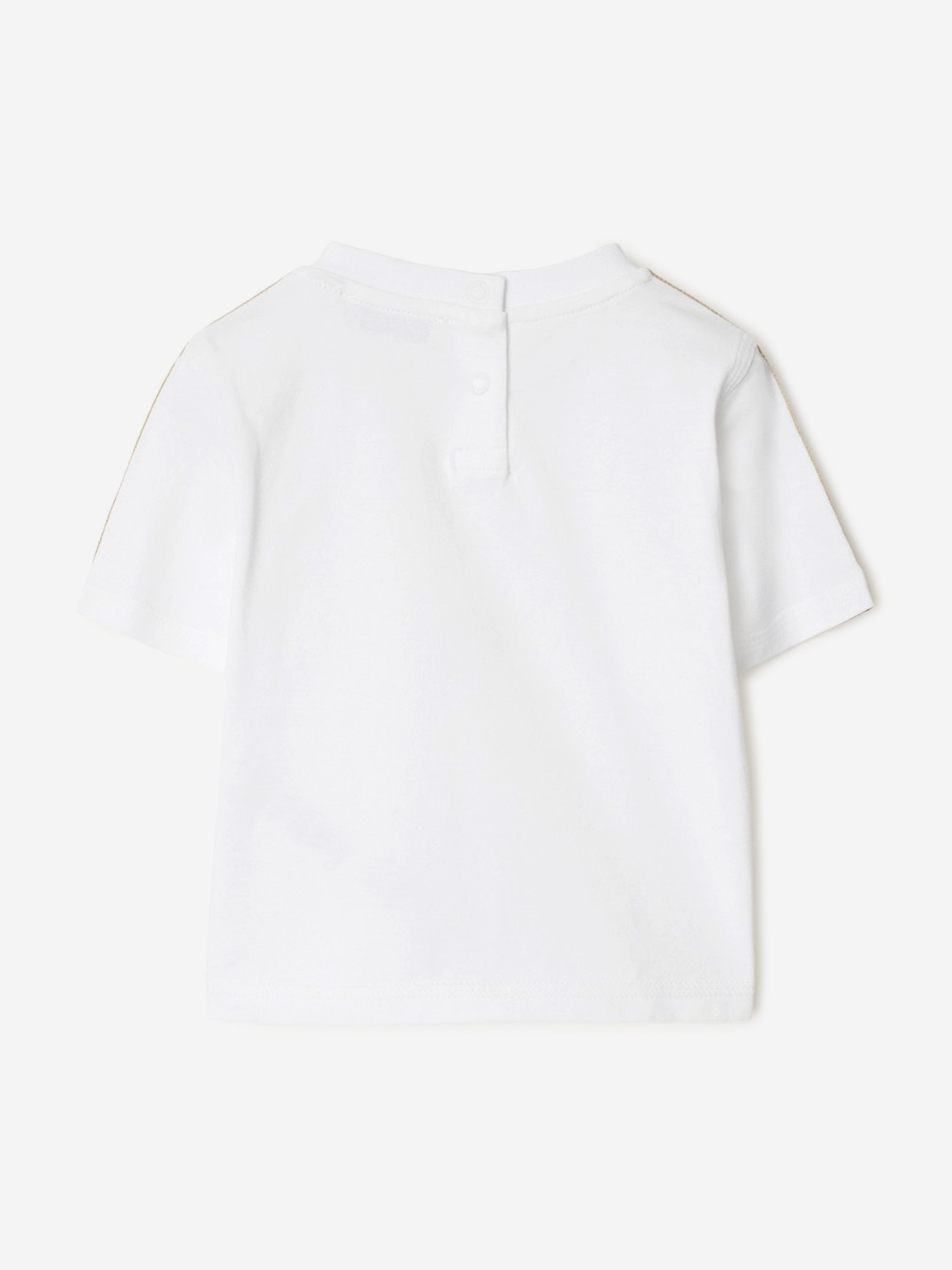 Burberry Baby Girls Cedar Check Tape T-Shirt in White