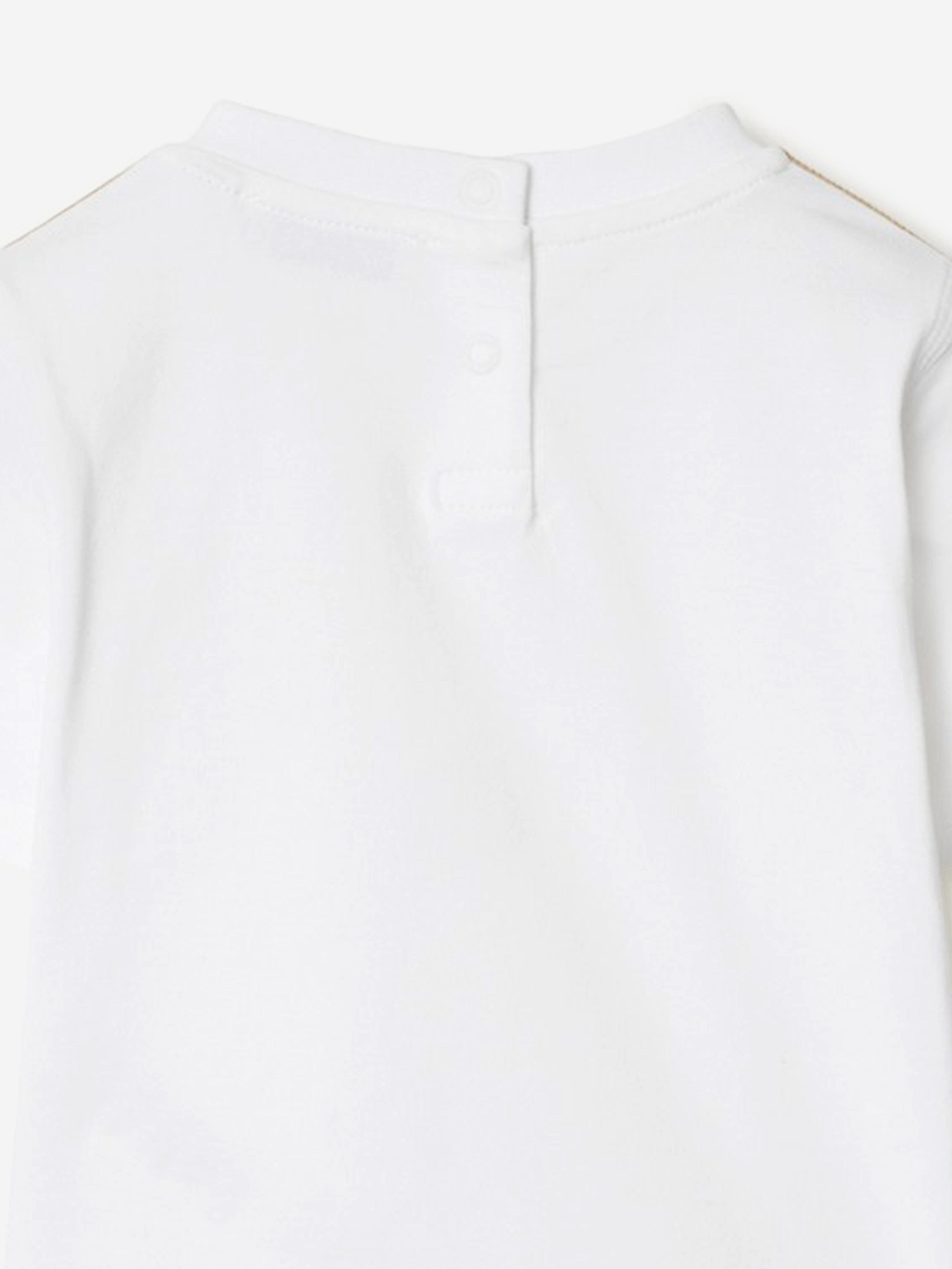 Burberry Baby Girls Cedar Check Tape T-Shirt in White