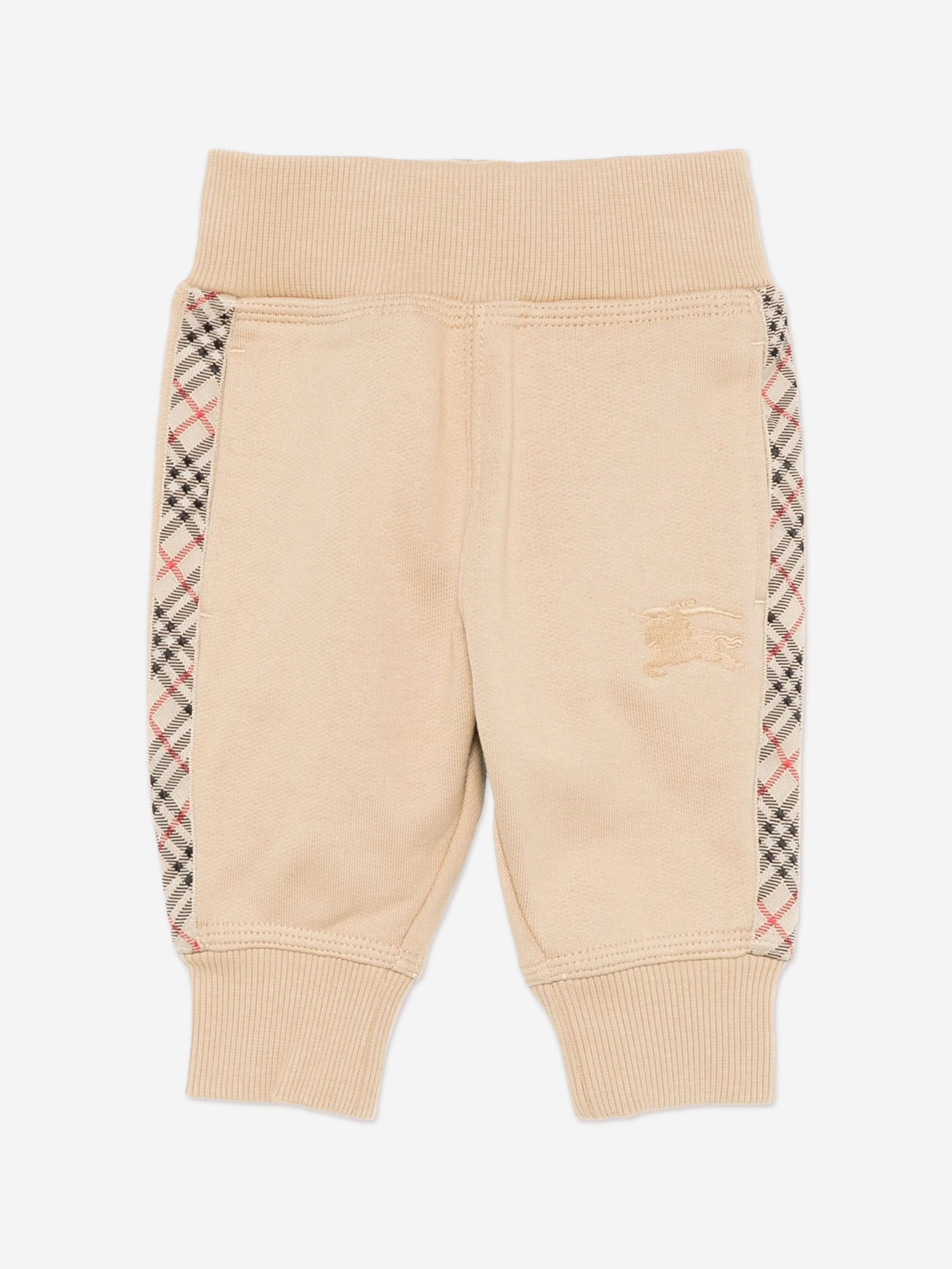 Burberry Baby Boys Mini Jackson Check Tape Joggers in Beige