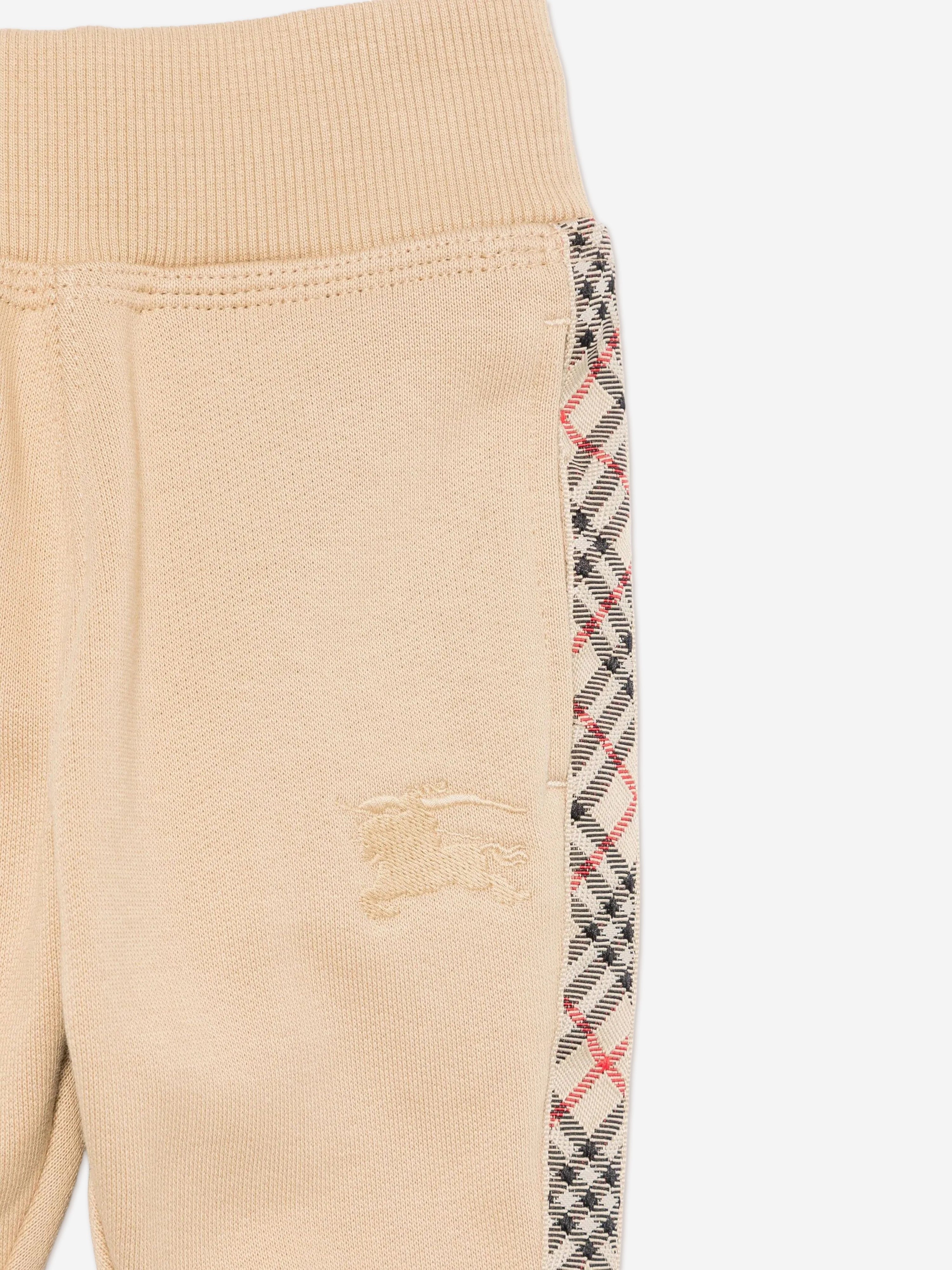 Burberry Baby Boys Mini Jackson Check Tape Joggers in Beige