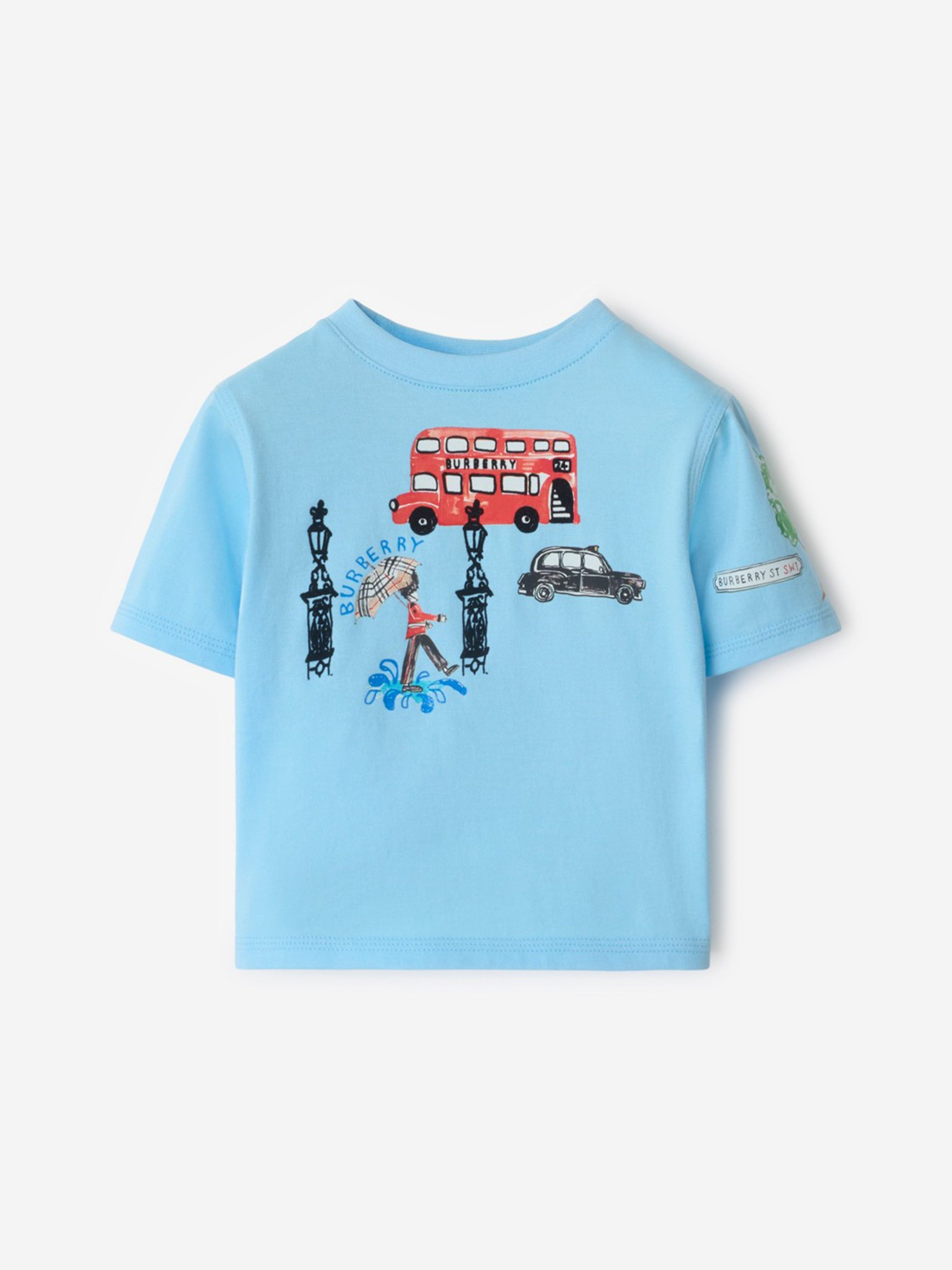 Burberry Baby Boys Mini Cedar London Icons T-Shirt in Blue