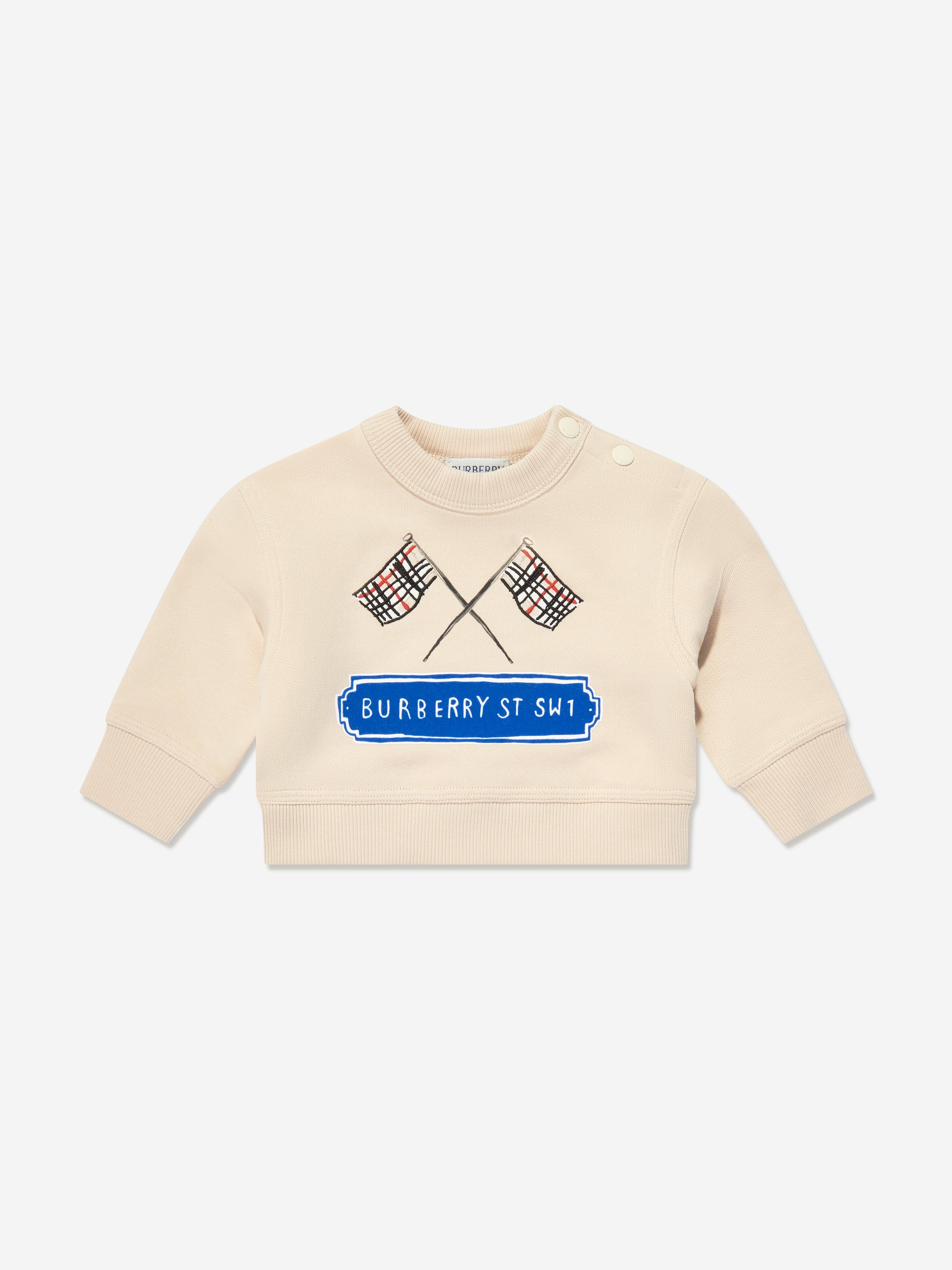 Burberry Baby Boys Flag Logo Sweatshirt in Ivory