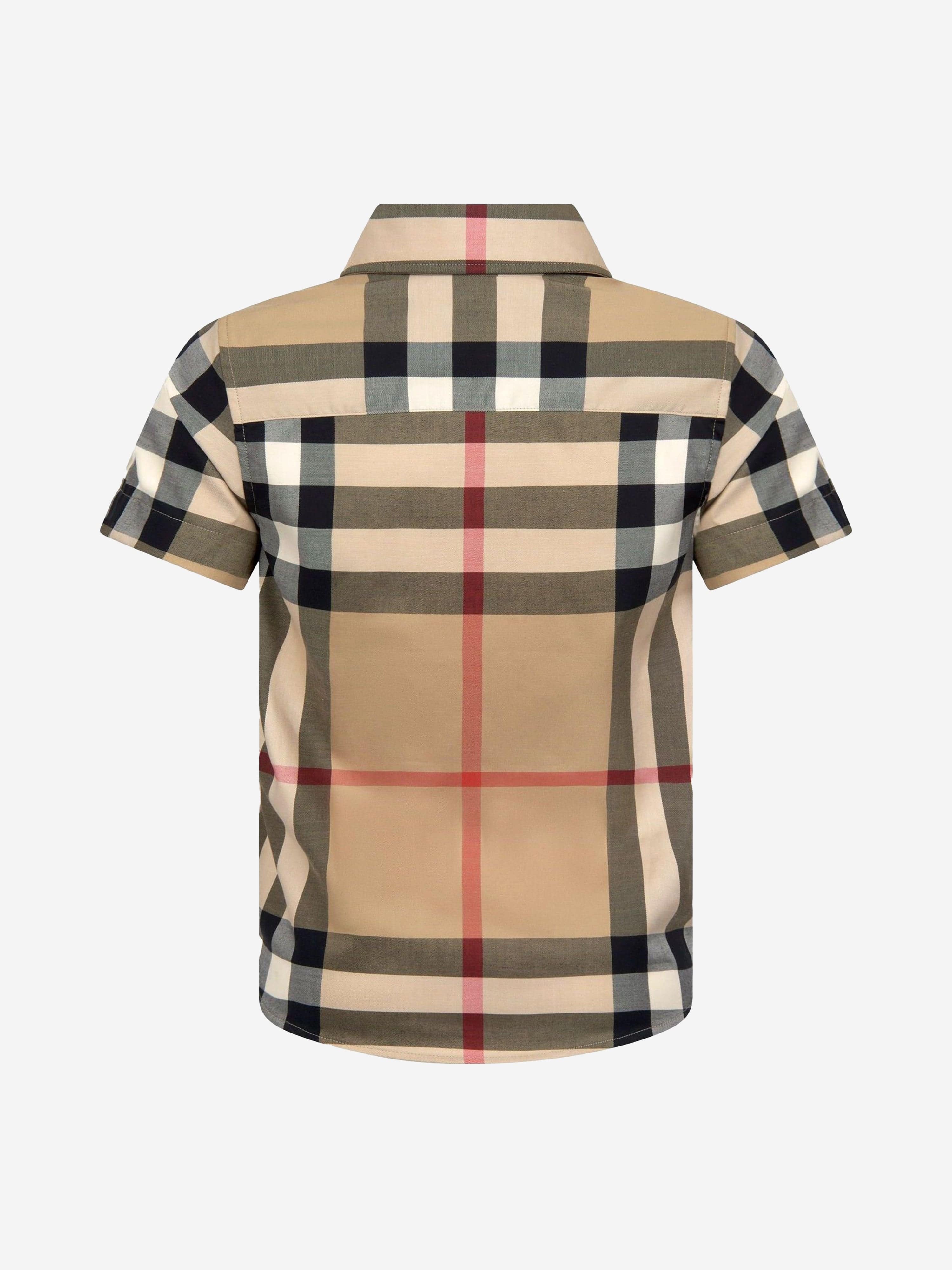 Burberry Boys Owen Check Short Sleeve Shirt In Beige