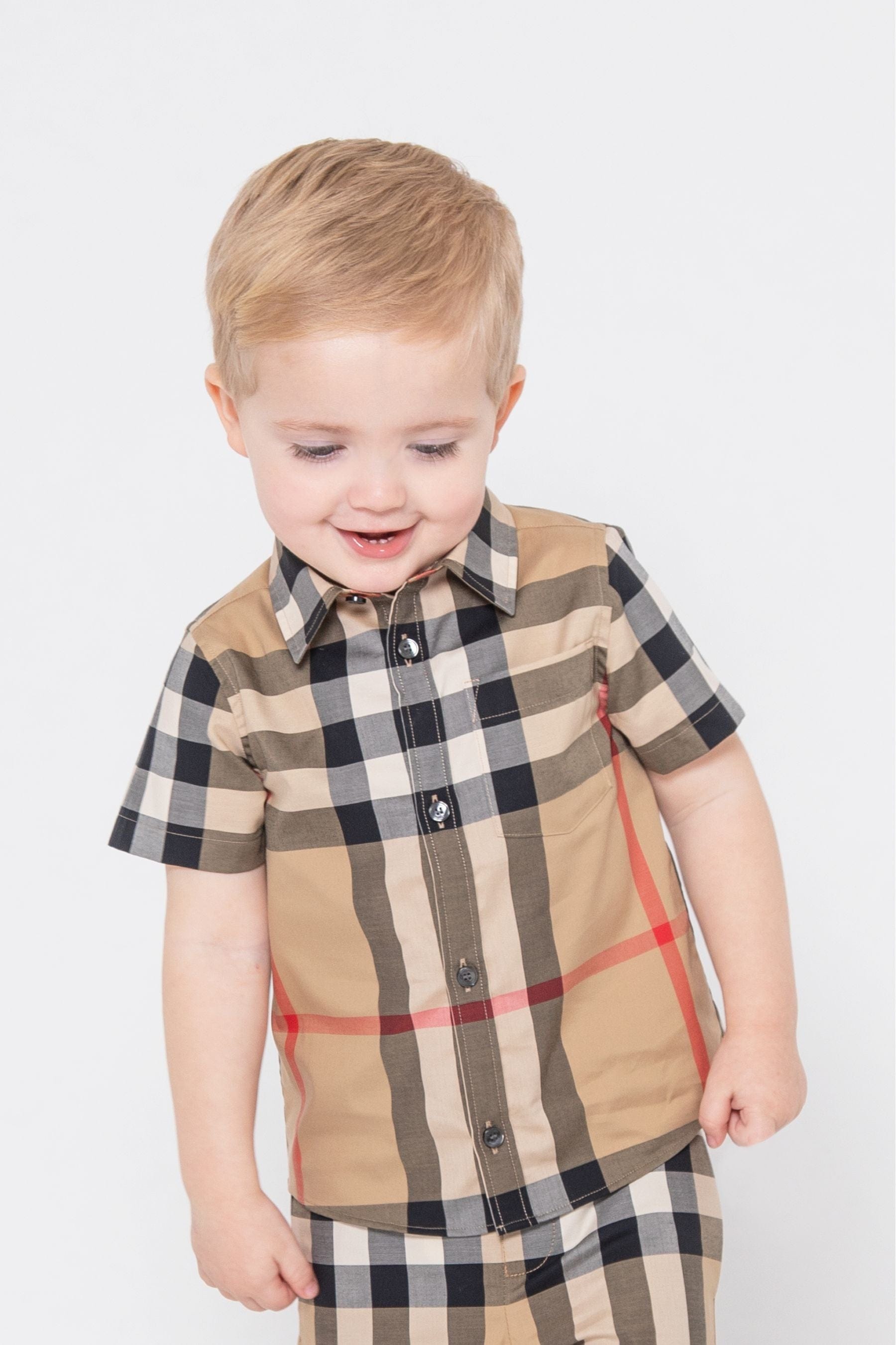 Burberry Baby Boys Mini Owen Shirt in Archive Beige Check