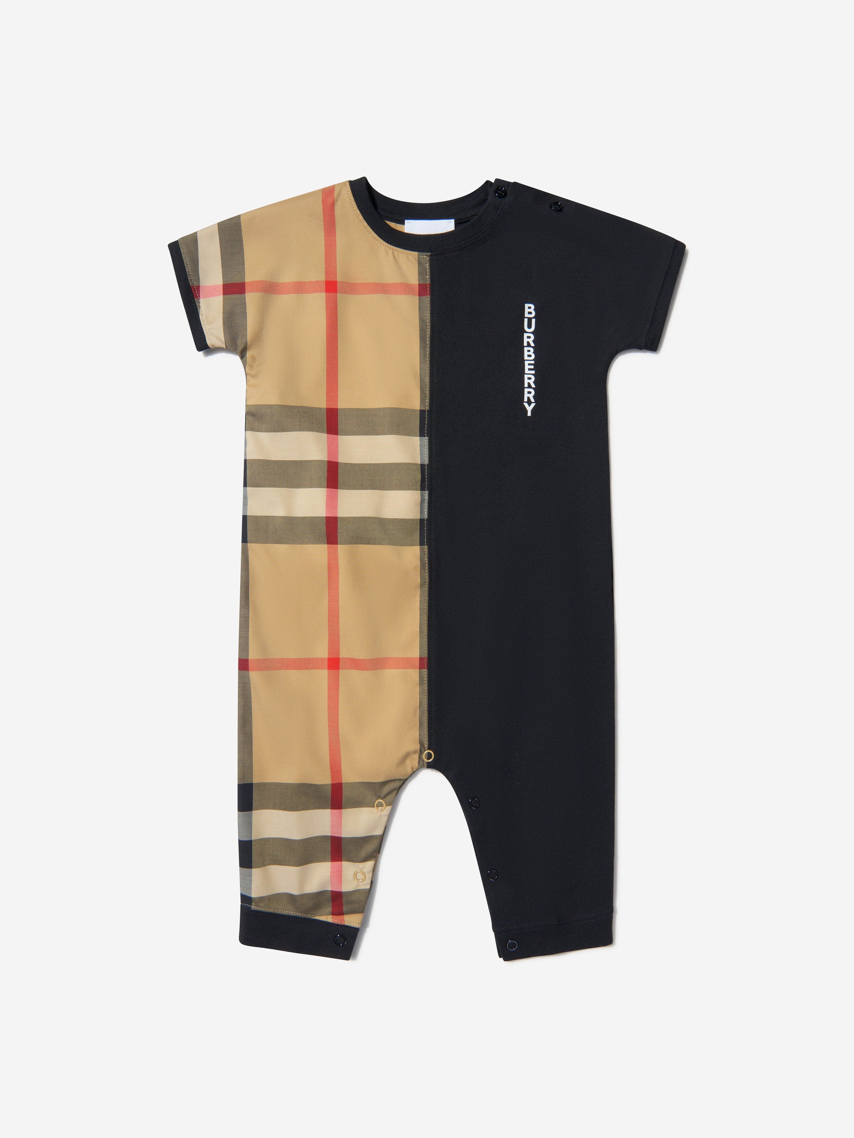 Burberry Baby Lennox Check Romper in Black