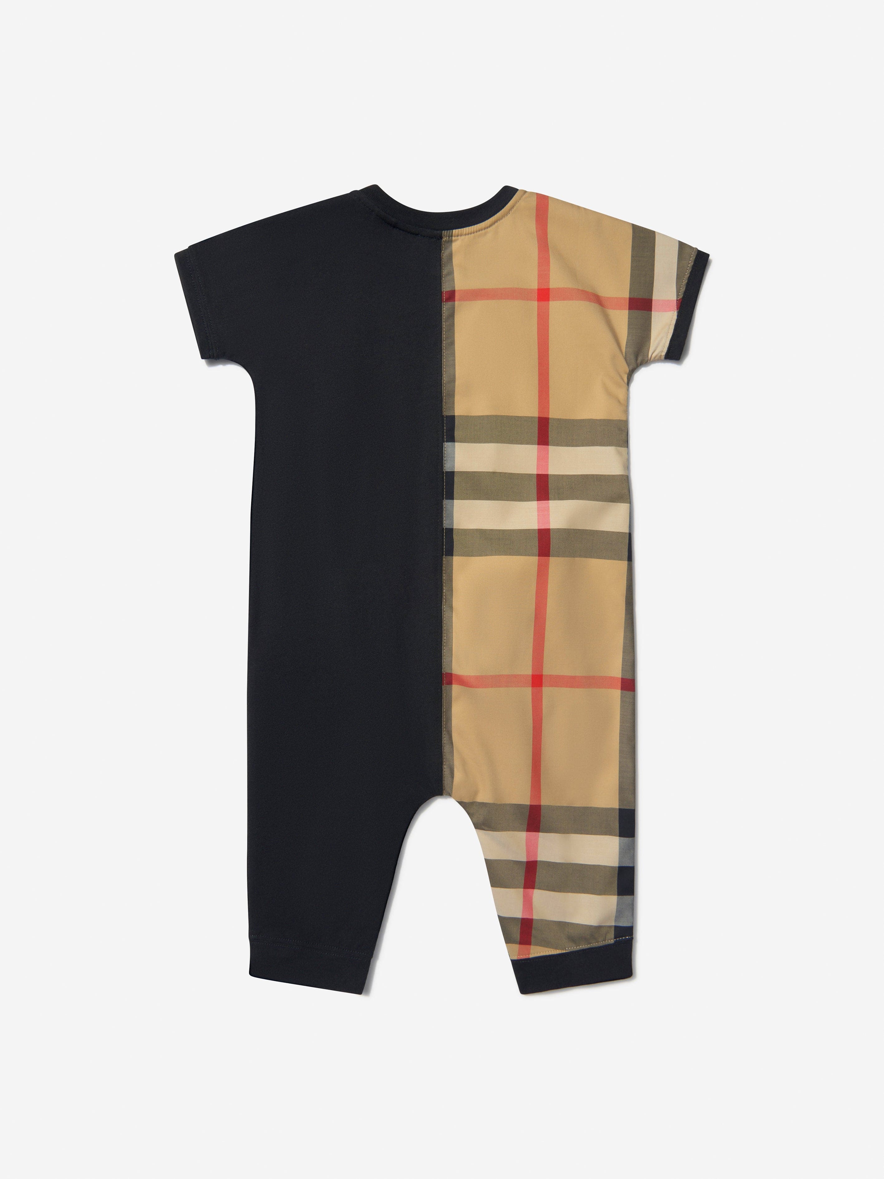 Burberry Baby Lennox Check Romper in Black