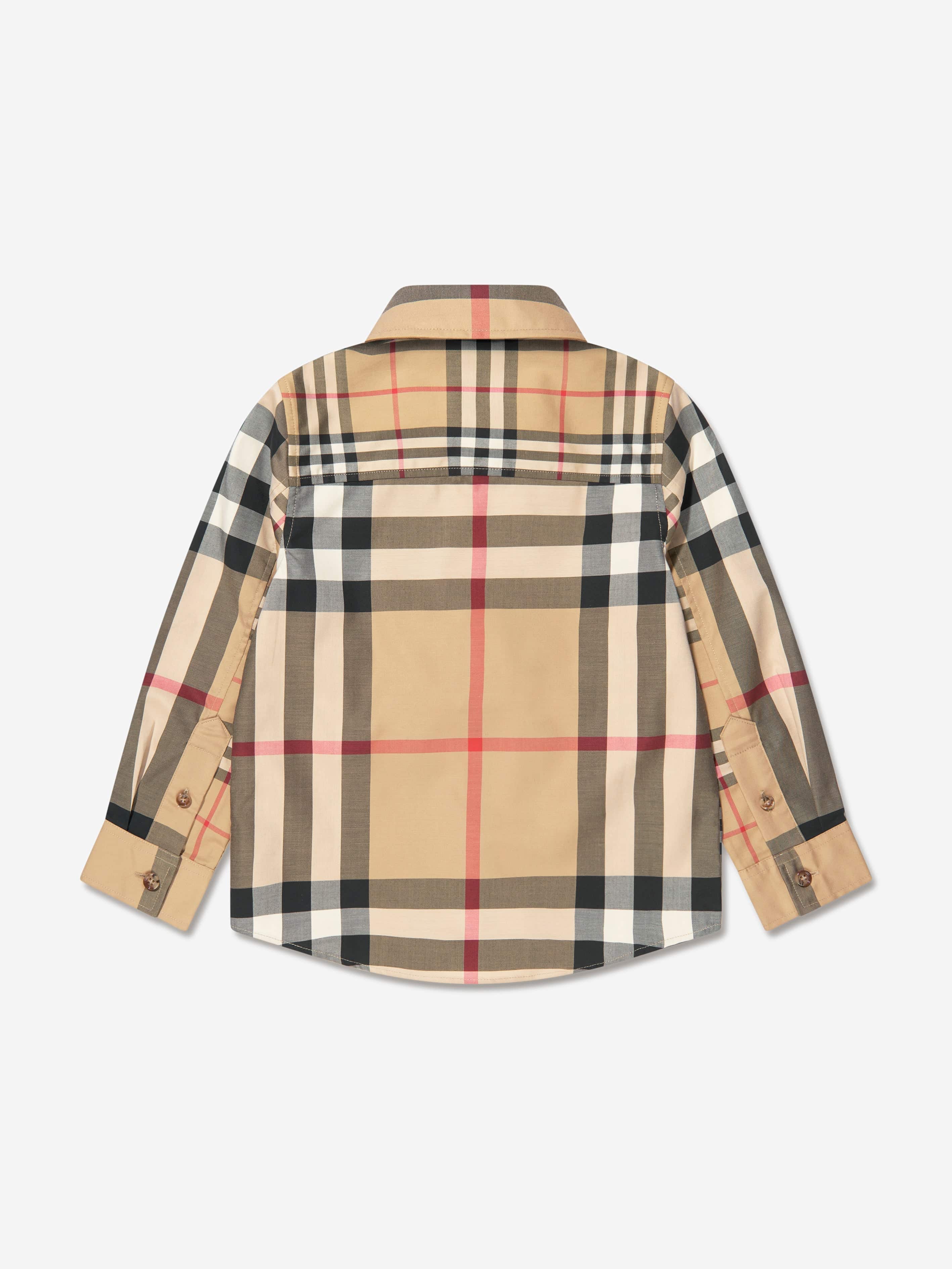 Burberry Boys Tristan Check Long Sleeve Shirt In Beige