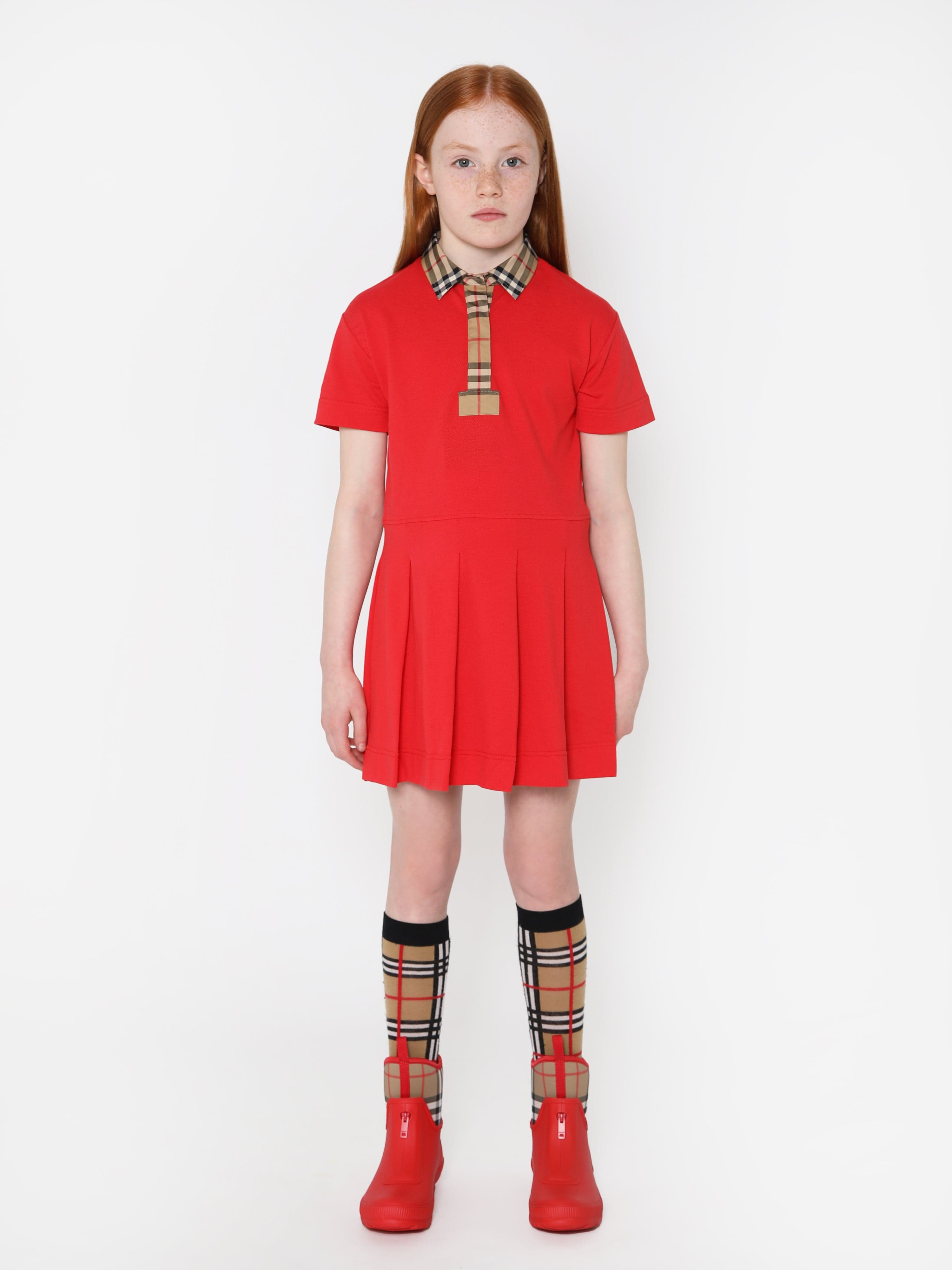 Burberry Girls Sigrid Polo Dress In Red