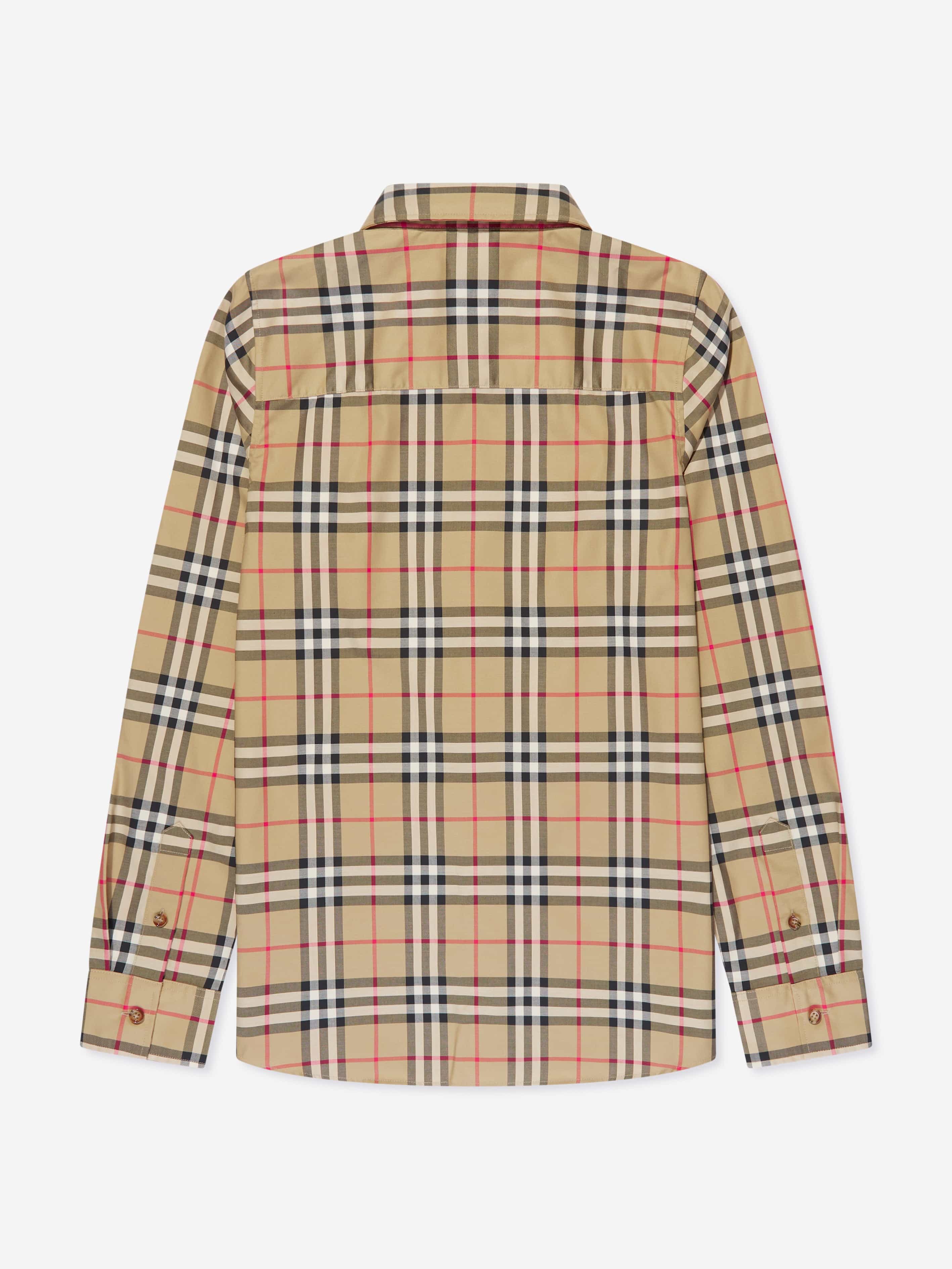 Burberry Boys Owen Long Sleeve Check Shirt in Beige