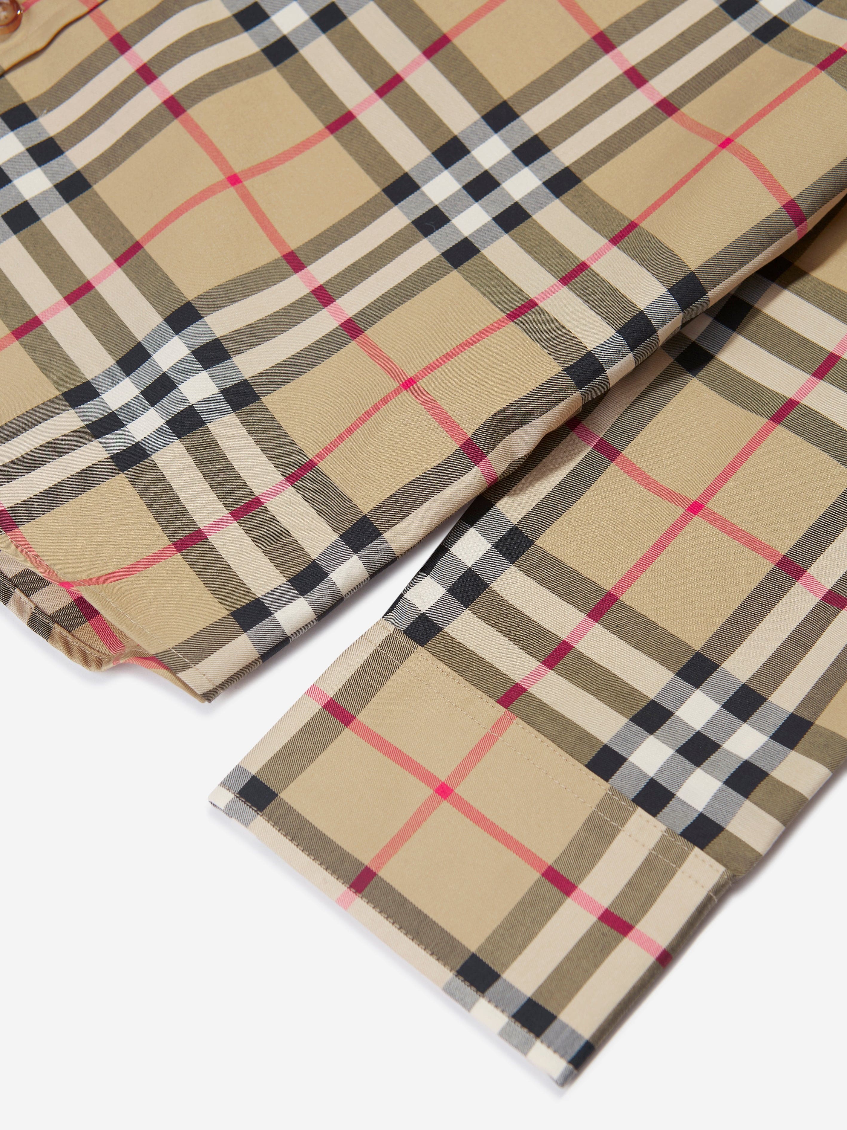 Burberry Boys Owen Long Sleeve Check Shirt in Beige