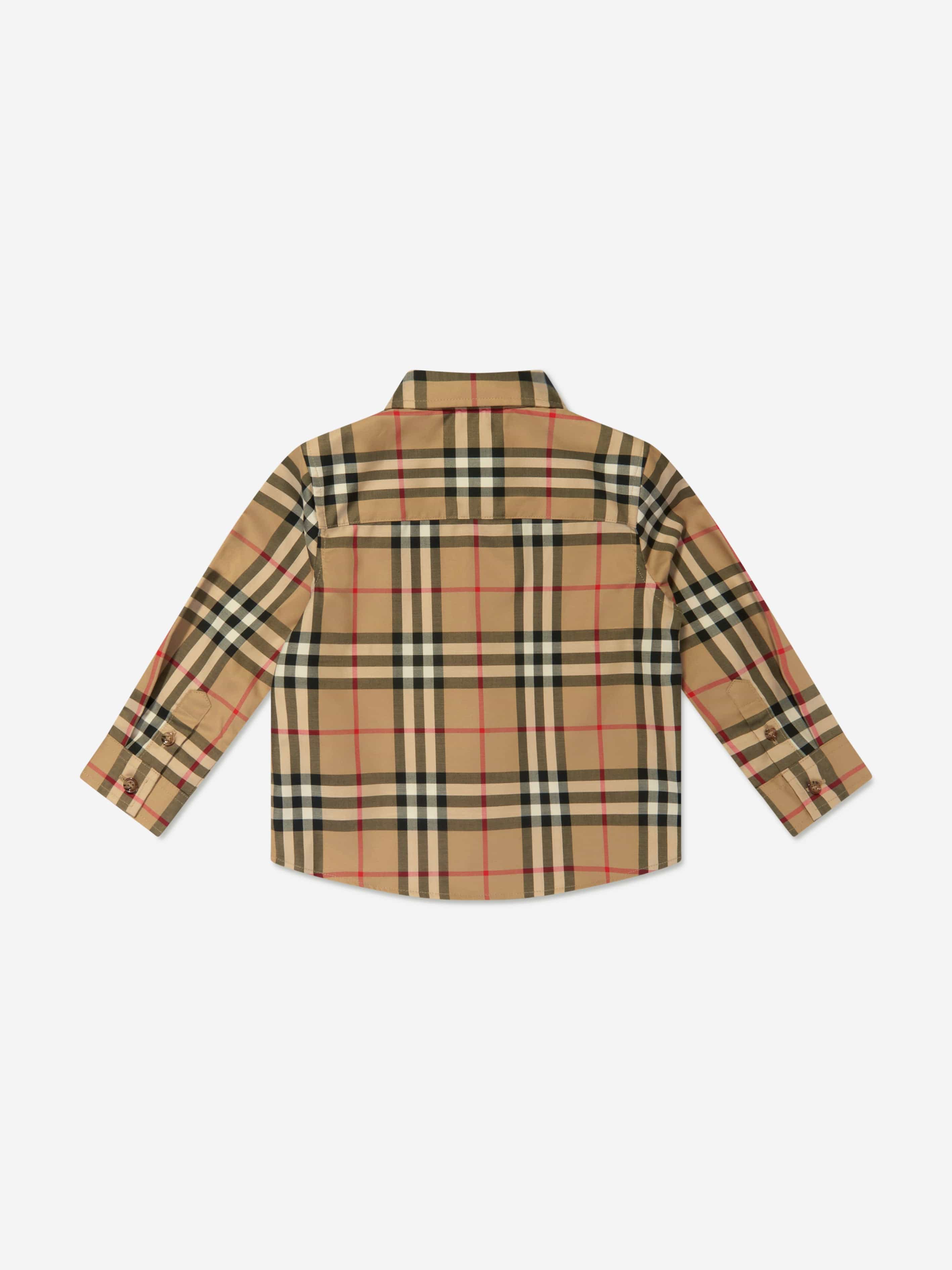 Burberry Baby Boys Owen Long Sleeve Check Shirt in Beige