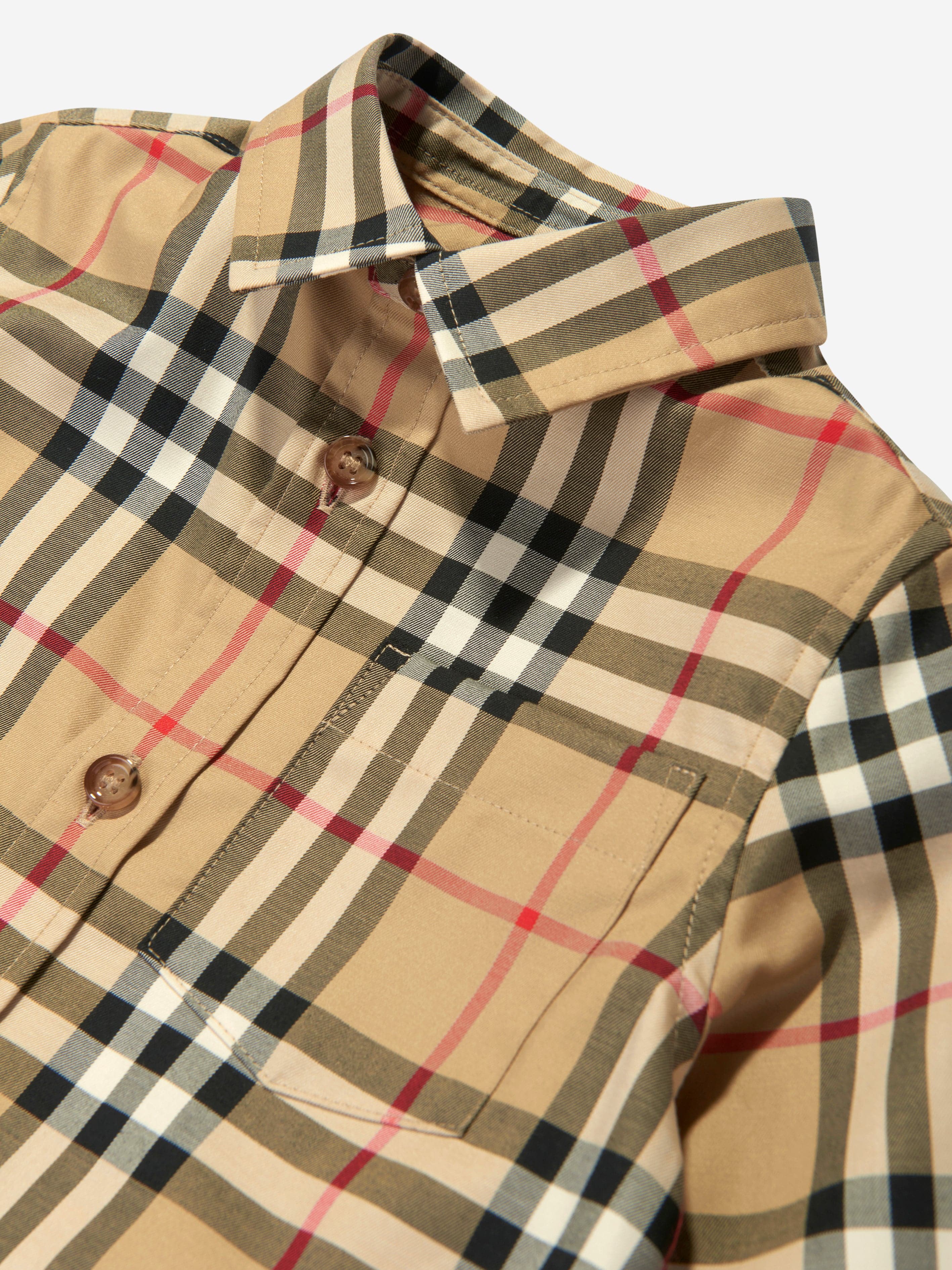 Burberry Baby Boys Owen Long Sleeve Check Shirt in Beige