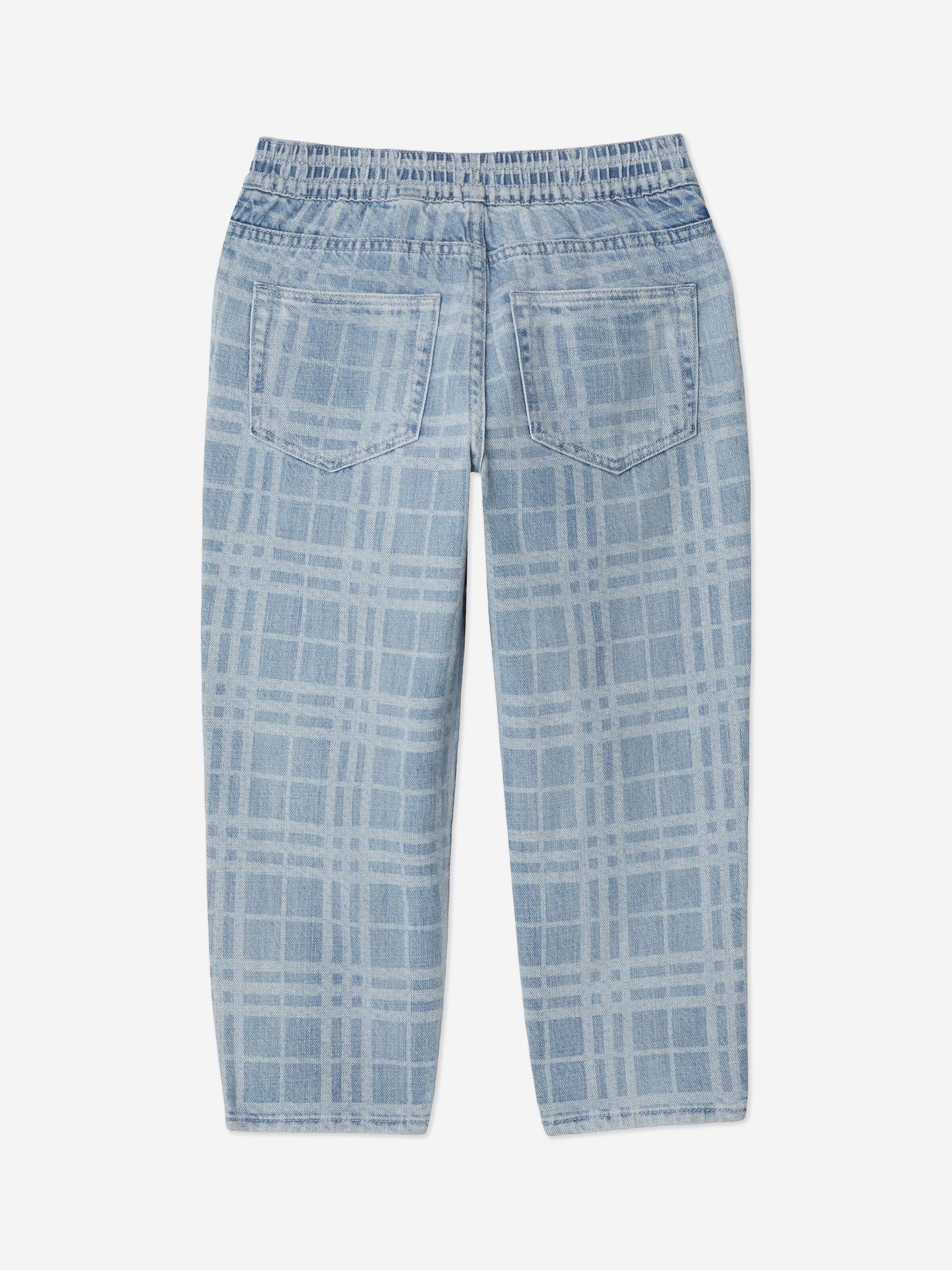 Burberry Boys Check Carven Trousers in Blue