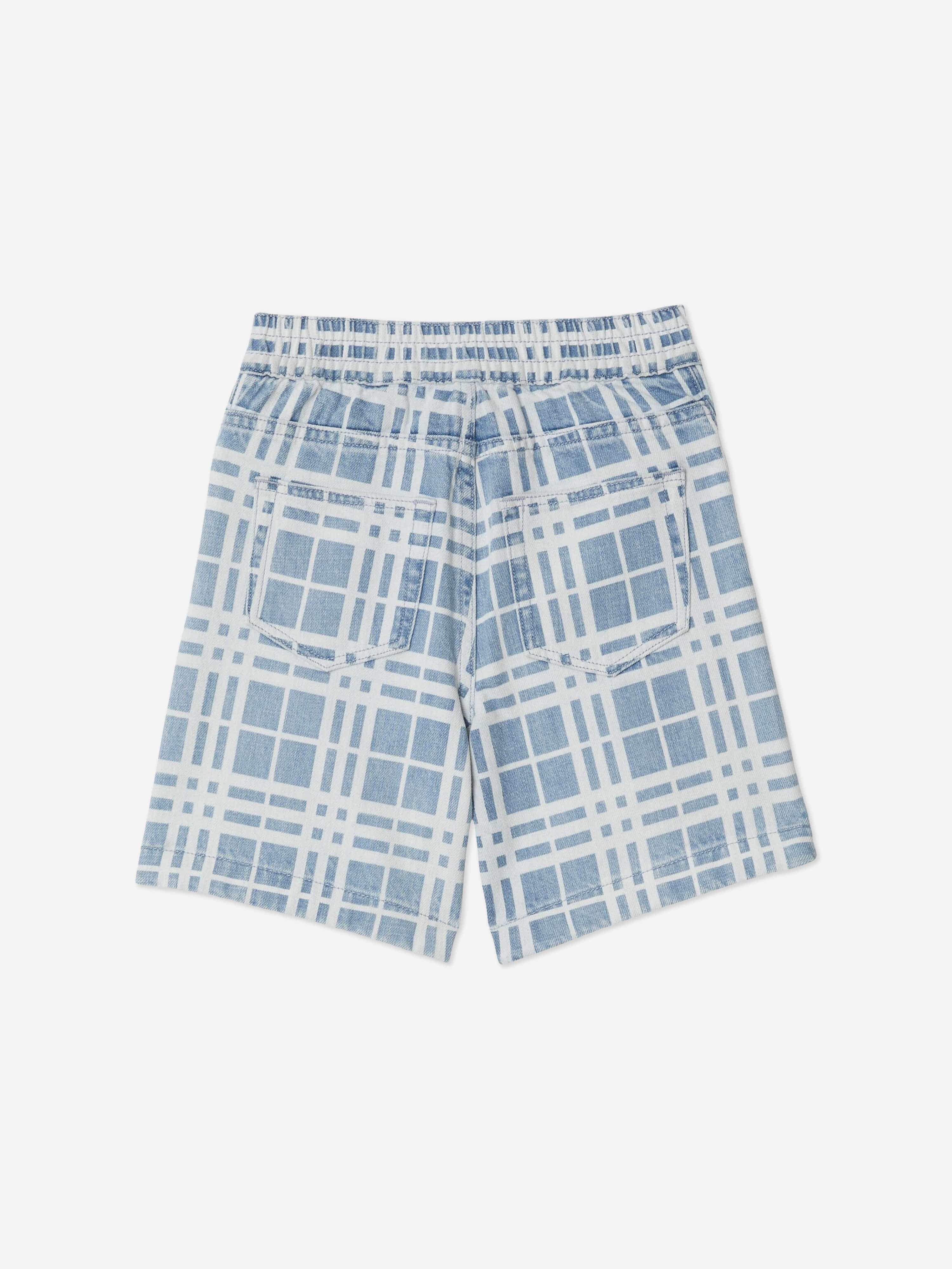 Burberry Boys Check Castel Shorts in Blue