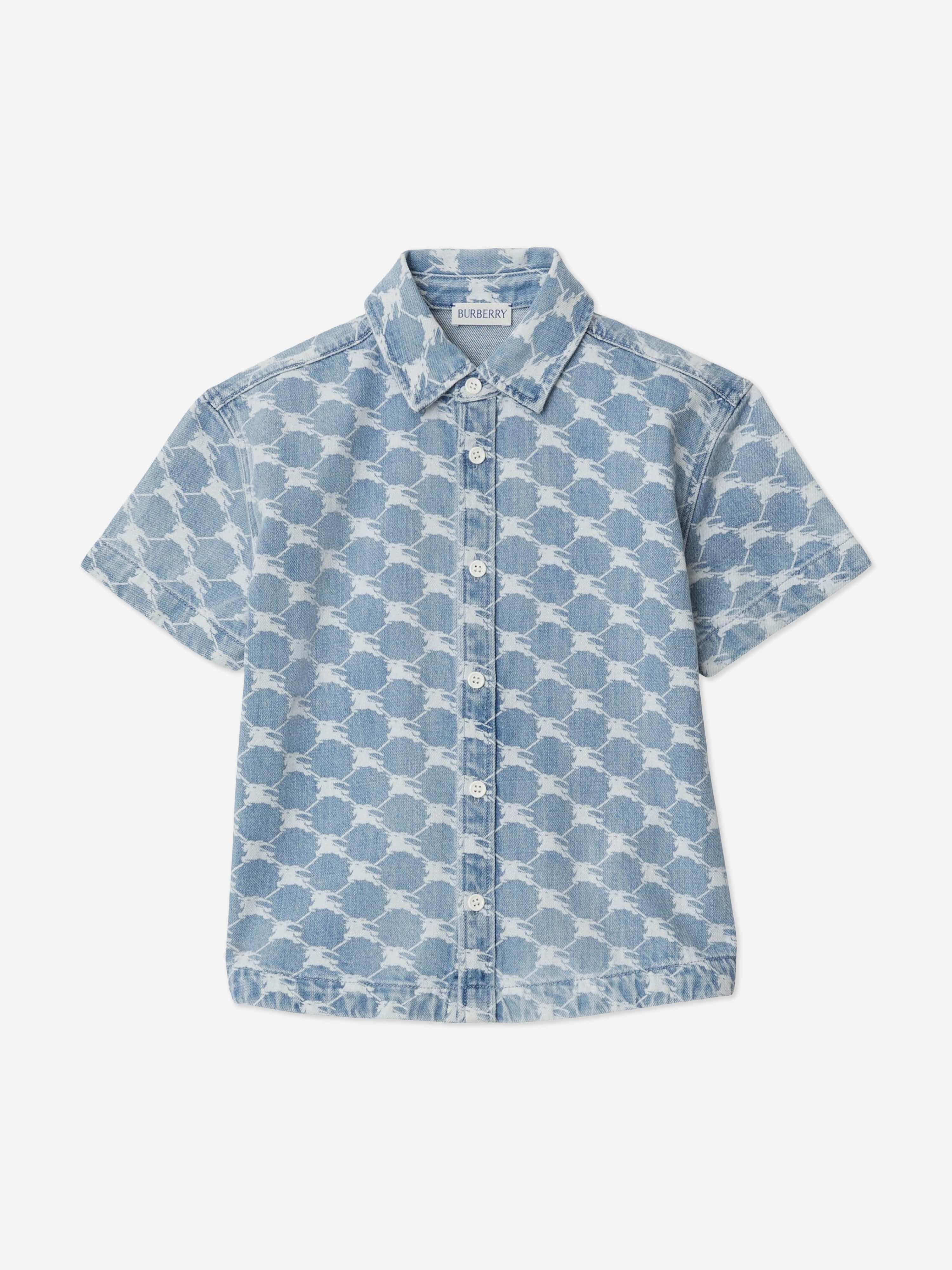 Burberry Boys Short Sleeve Alan Shirt in Blue