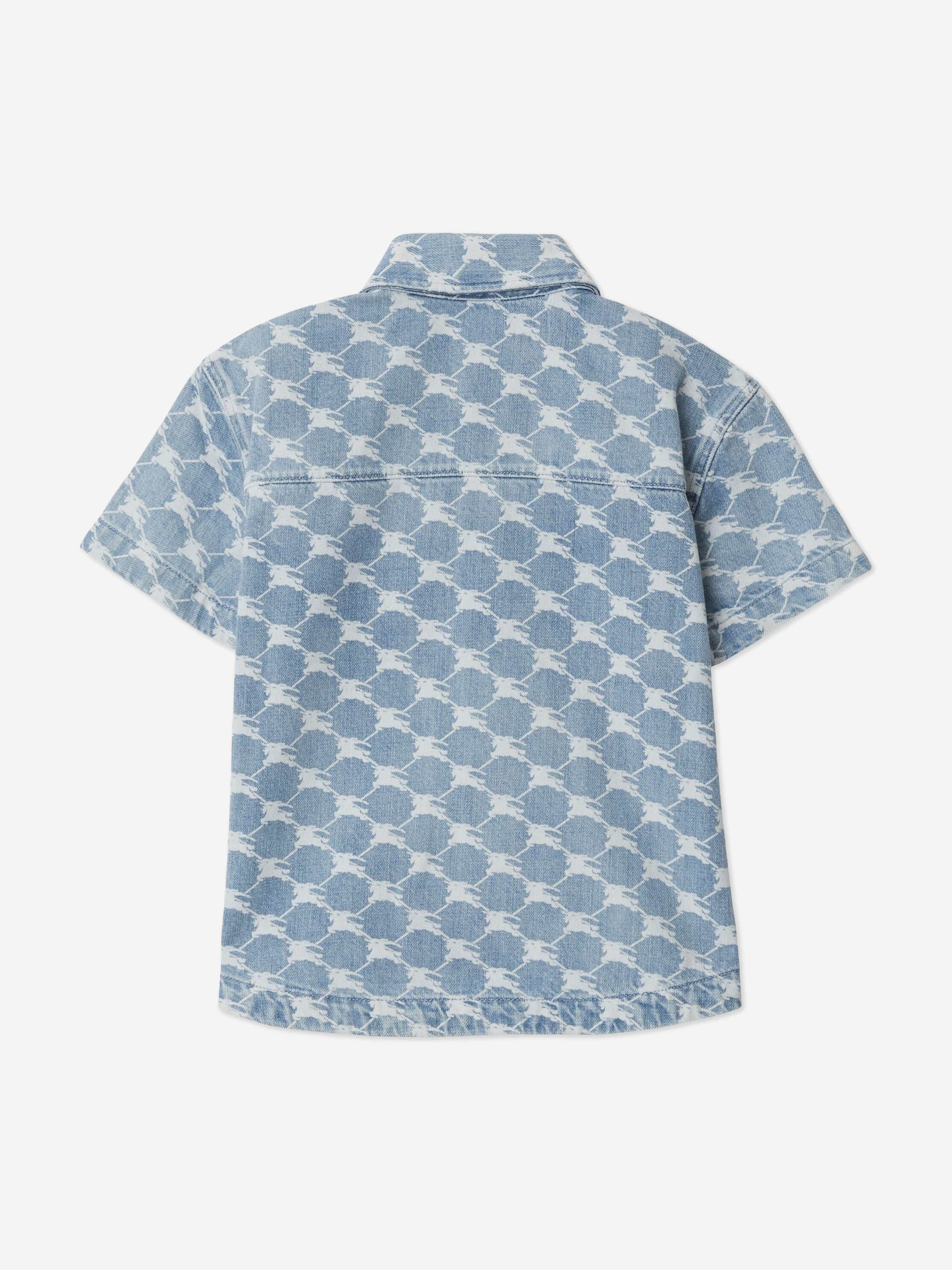 Burberry Boys Short Sleeve Alan Shirt in Blue